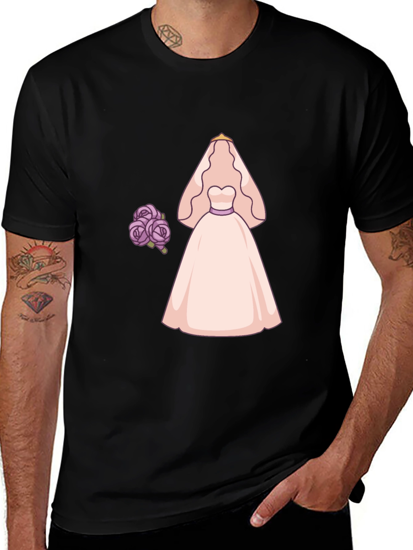 Bride to Be T-Shirt - Wedding Dress & Flowers