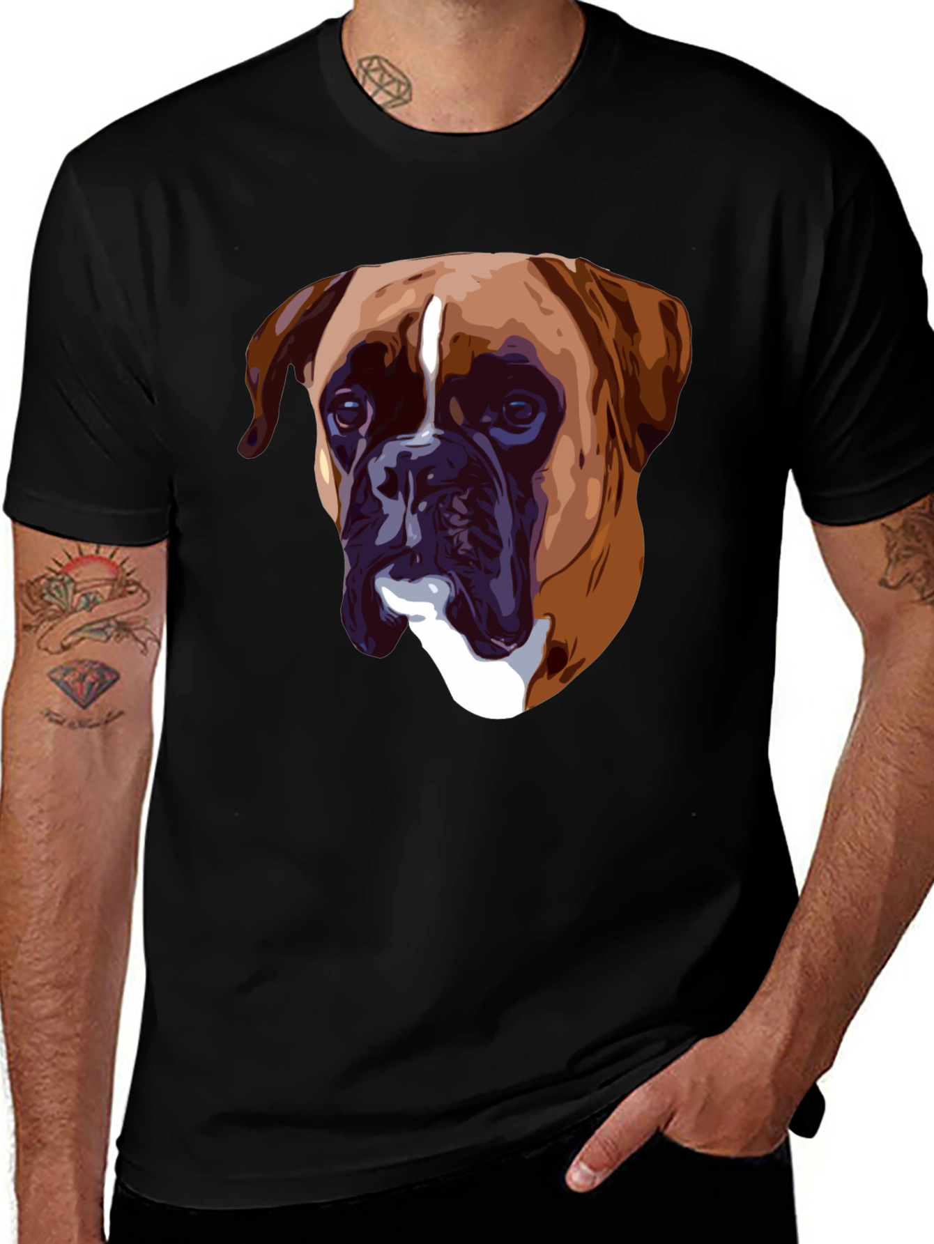 Boxer Dog Graphic T-Shirt - Classic Crew Neck Tee