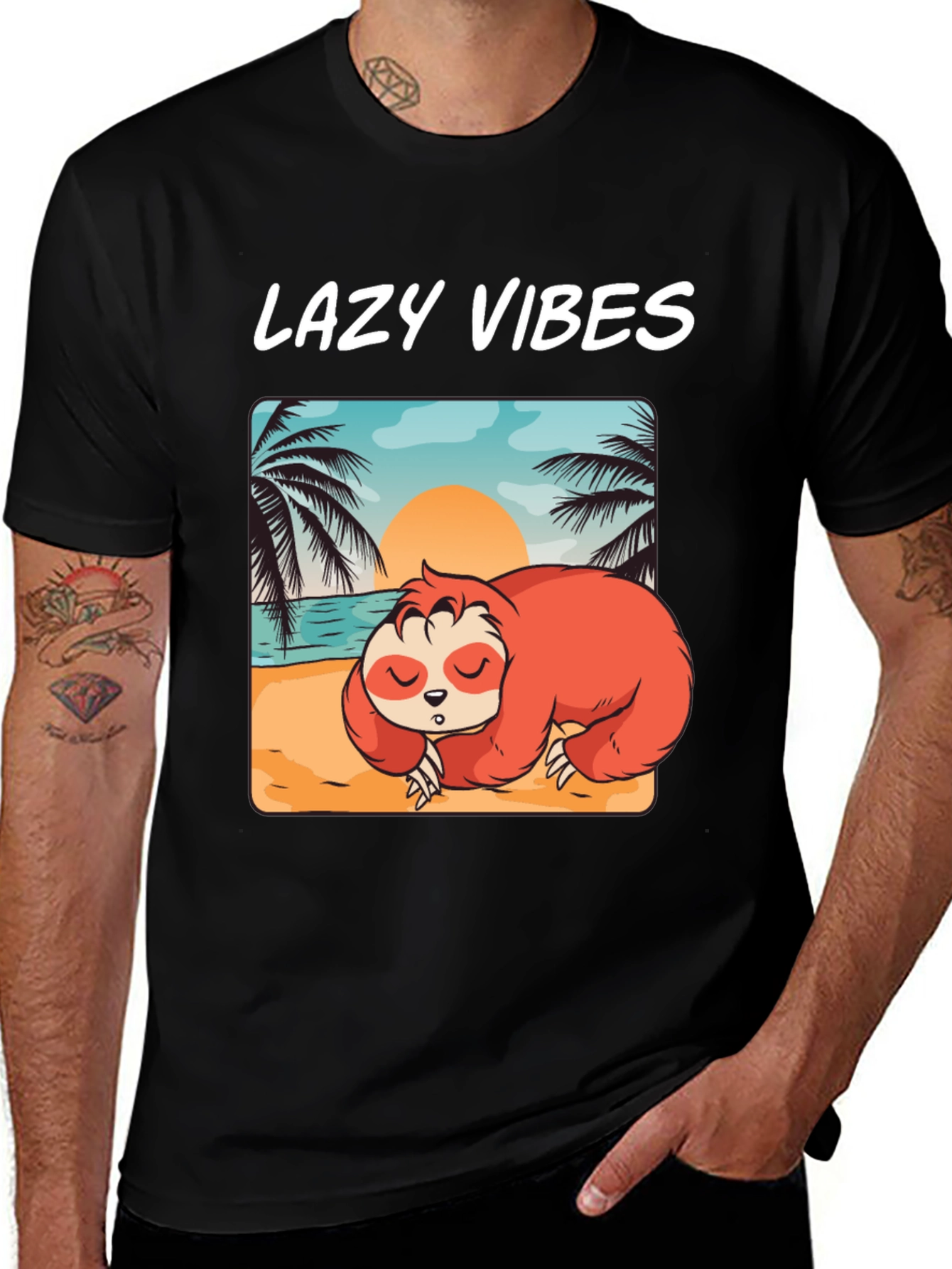 Variant 18 of Lazy Vibes Sloth Beach T-Shirt