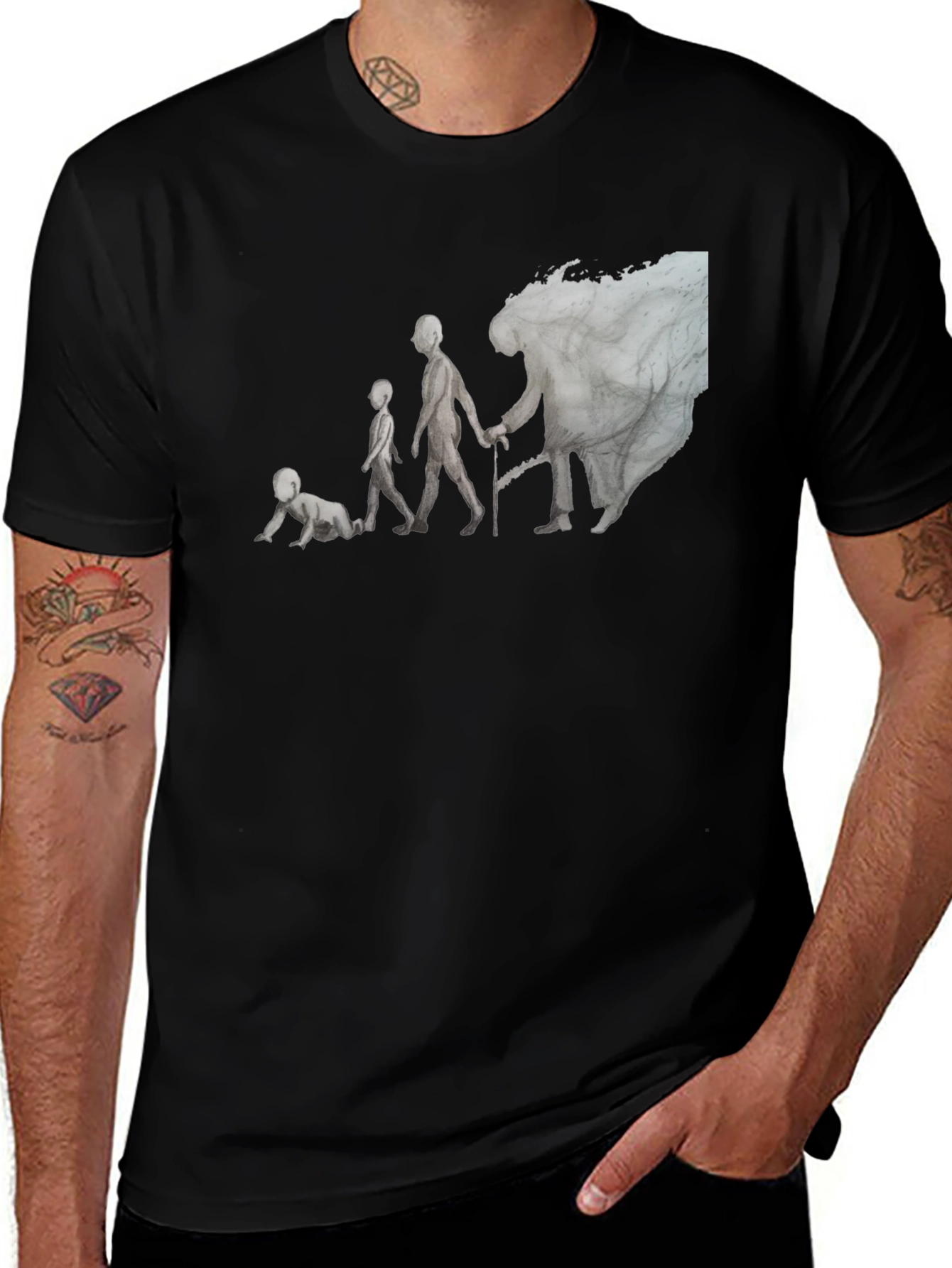 Variant 3 of Evolution of Man Black T-Shirt