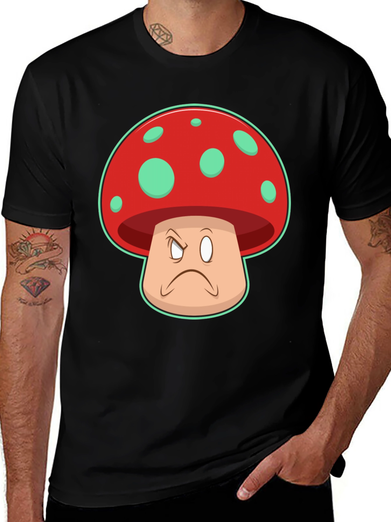 Variant 13 of Grumpy Mushroom Graphic T-Shirt - Unisex Cotton Tee