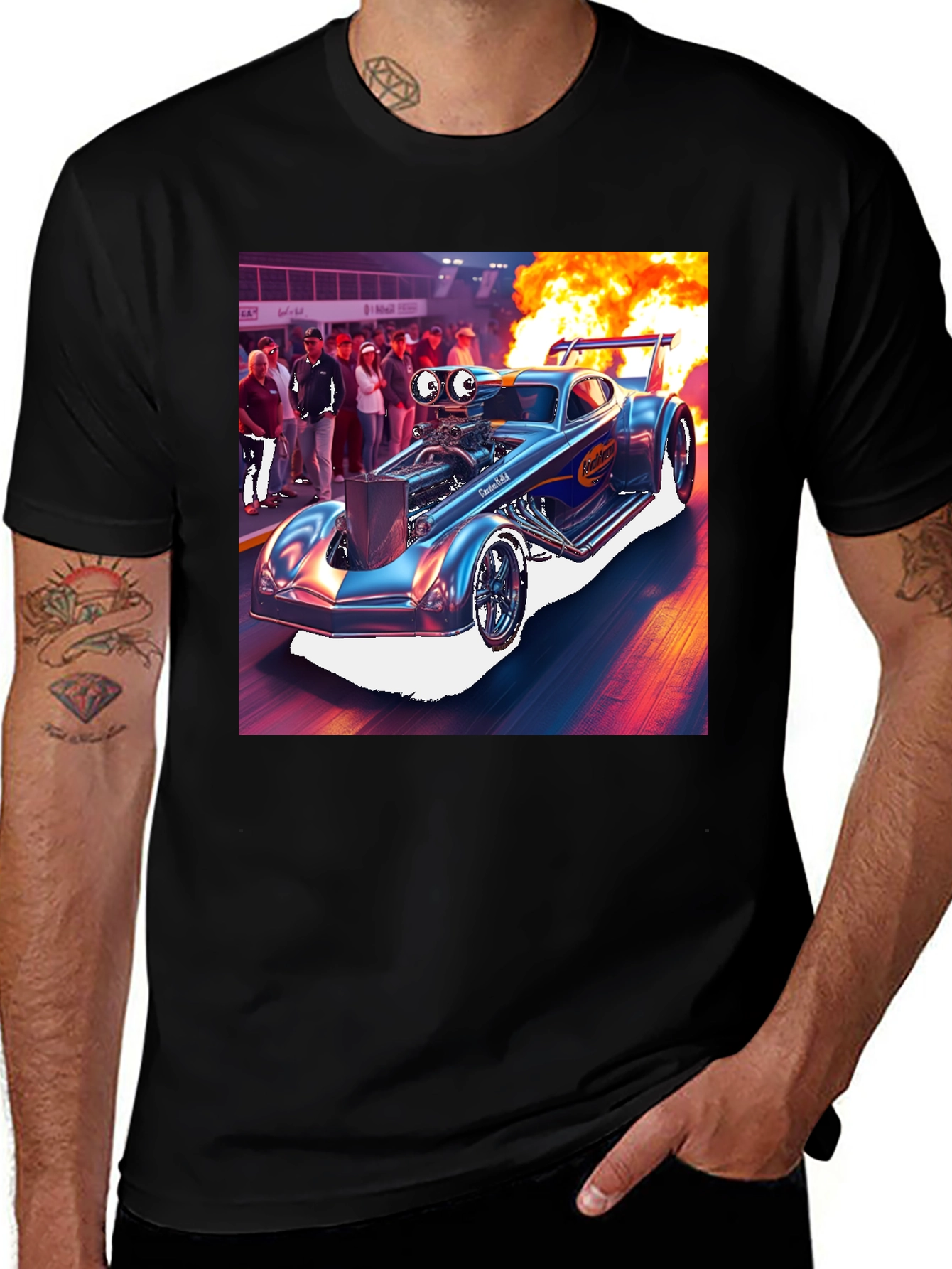 Variant 8 of Flame Racing Car Graphic Tee