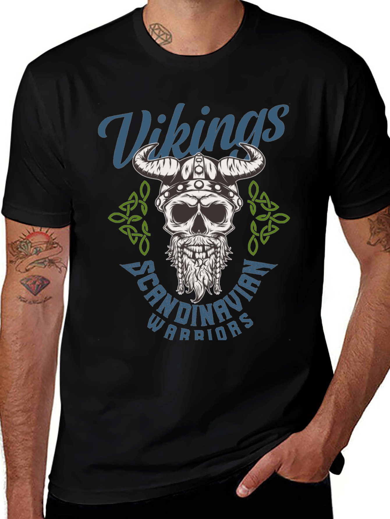 Vikings Skull T-Shirt - Scandinavian Warrior Tee