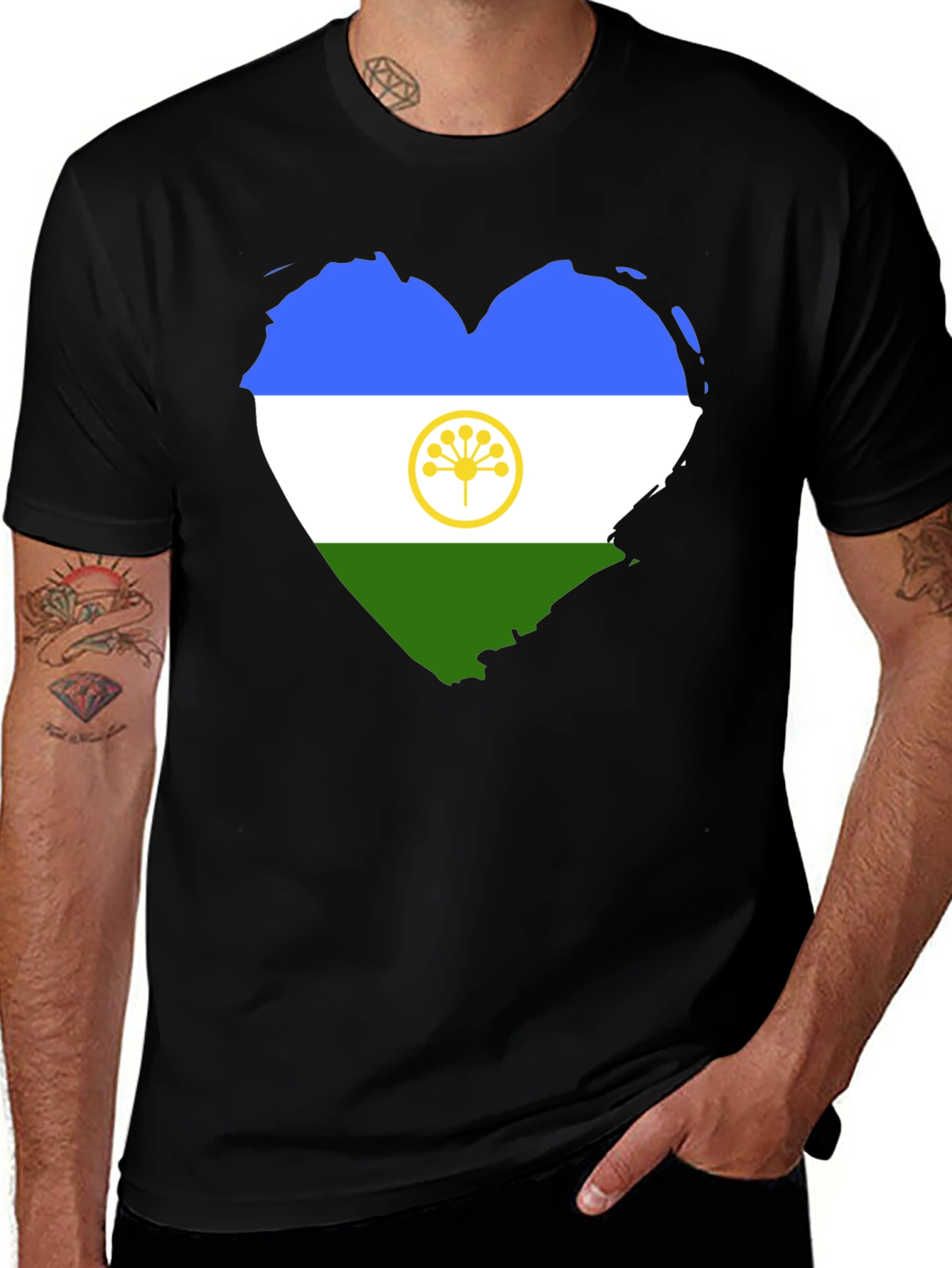 Variant 26 of Adyghe Flag Heart T-Shirt - Soft Cotton Tee