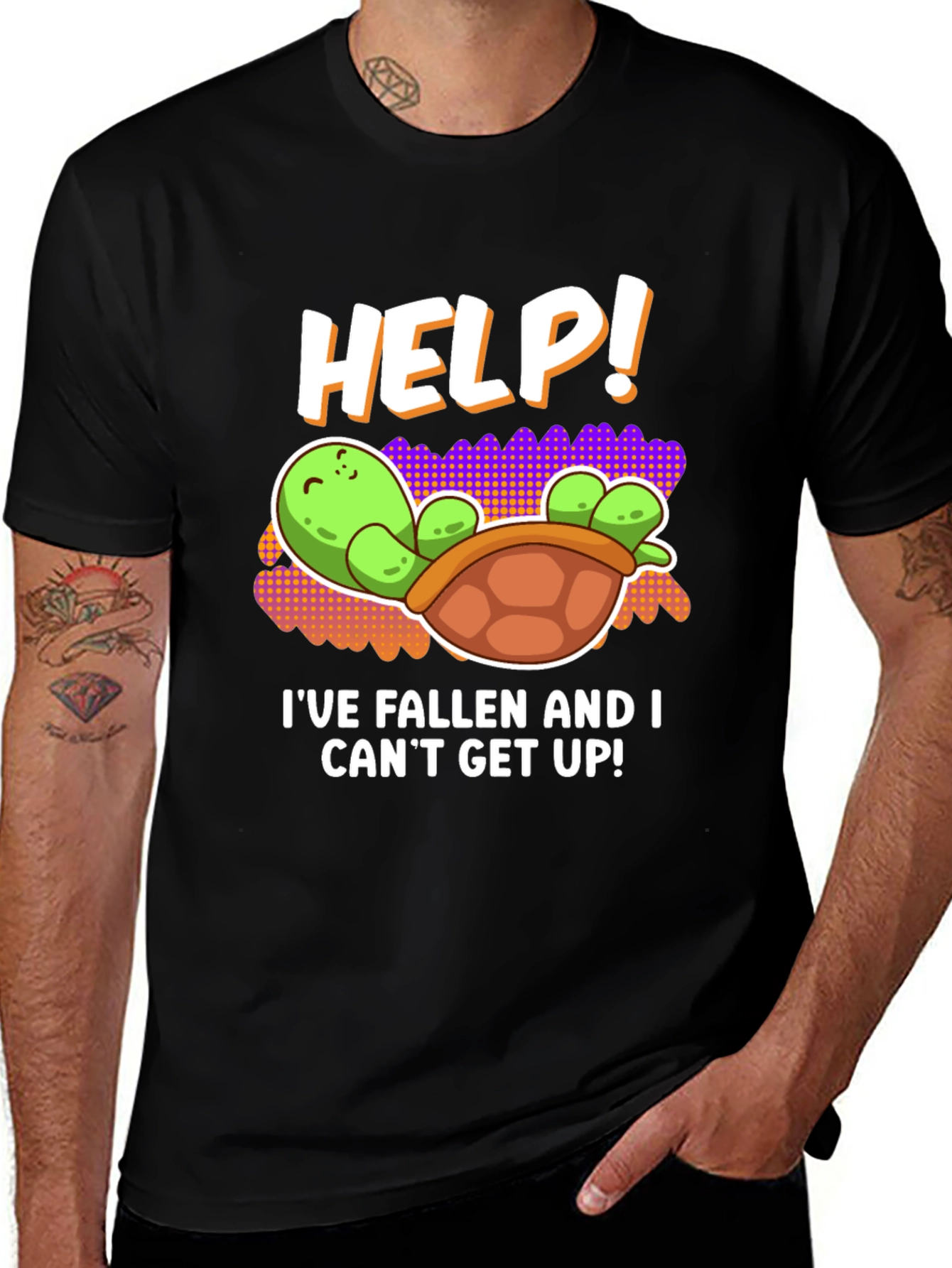 Variant 23 of Help! Turtle Tee - I've Fallen Humor T-Shirt