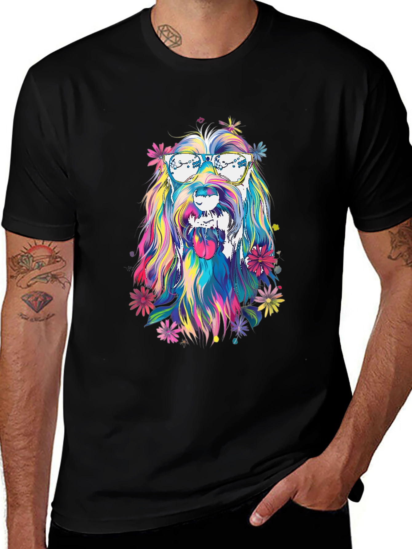 Variant 27 of Cool Dog Art T-Shirt - Colorful Canine Design