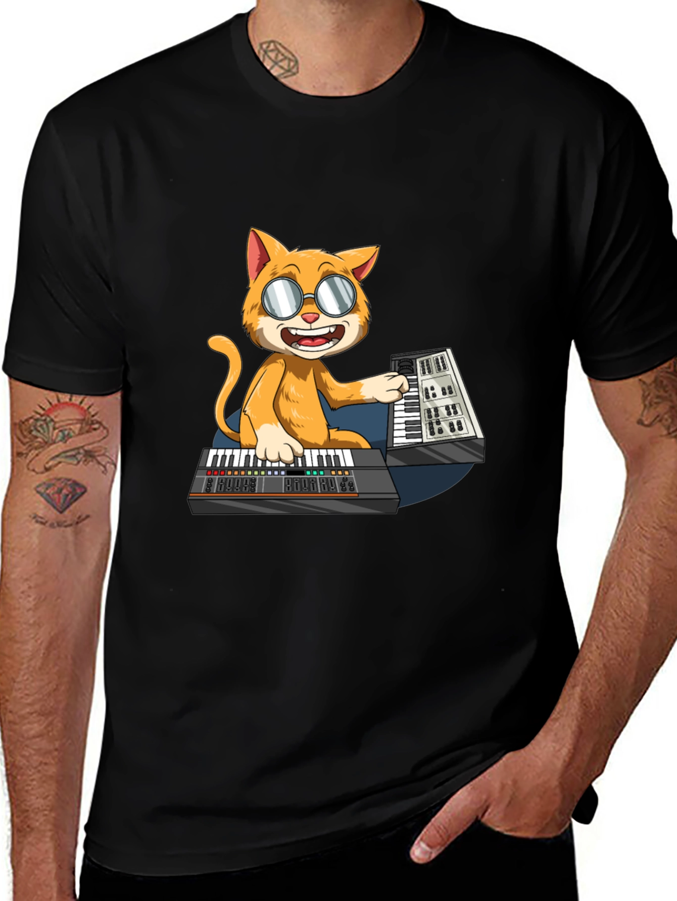 Variant 5 of Cool Cat Keyboardist T-Shirt