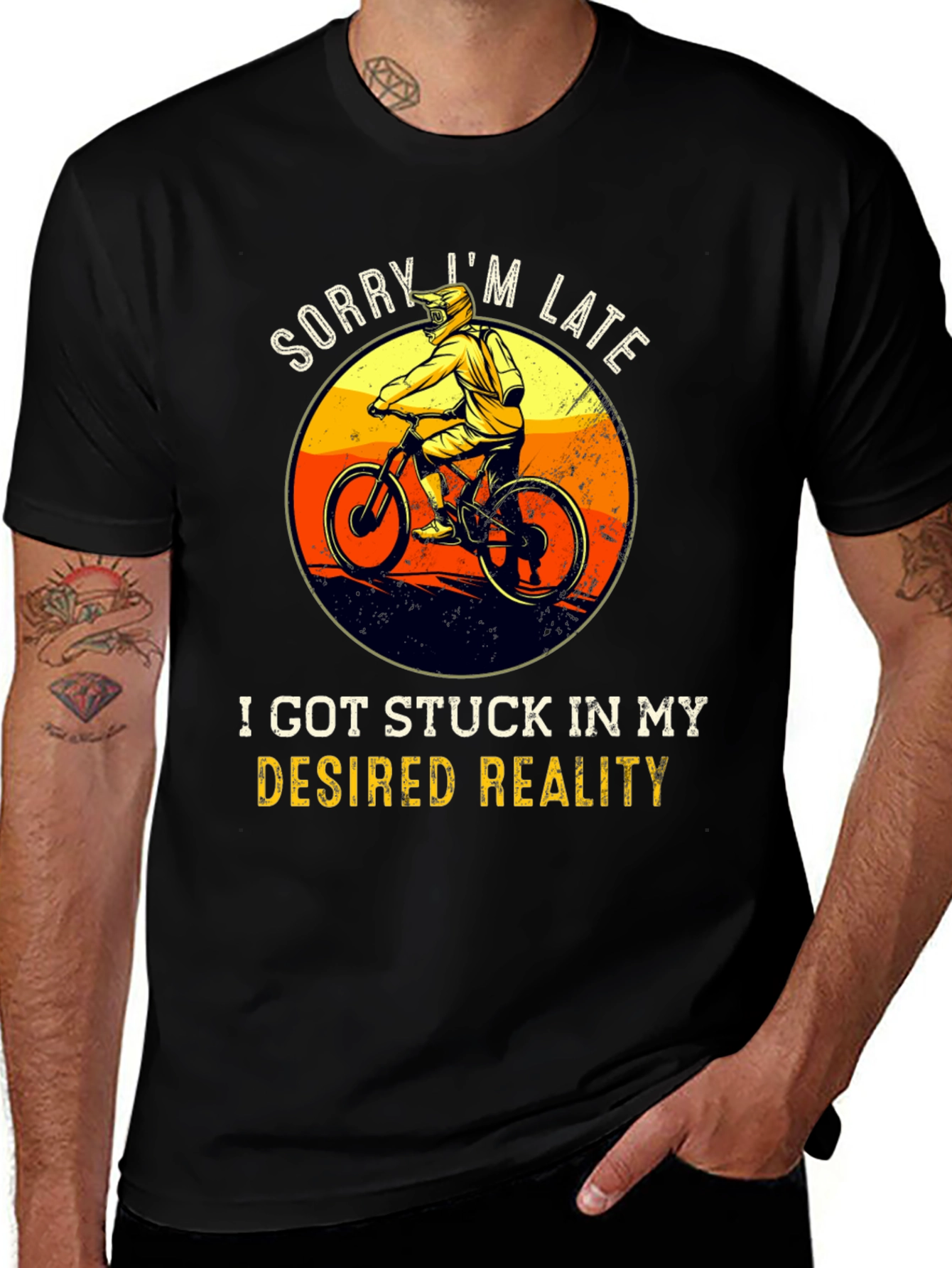 Variant 10 of Sorry I'm Late Mountain Bike Graphic Tee