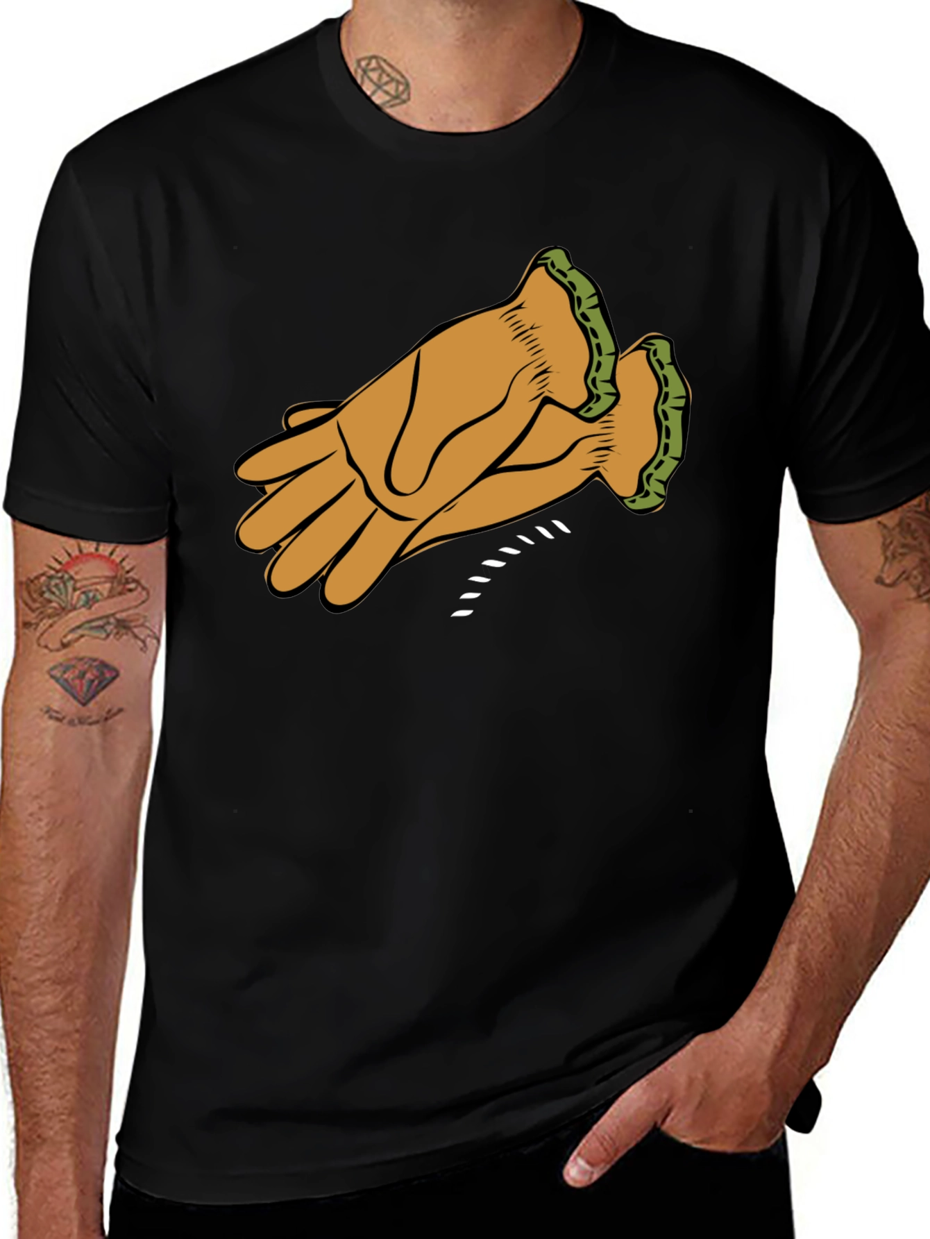 Variant 16 of Cartoon Gloves Graphic Black Tee
