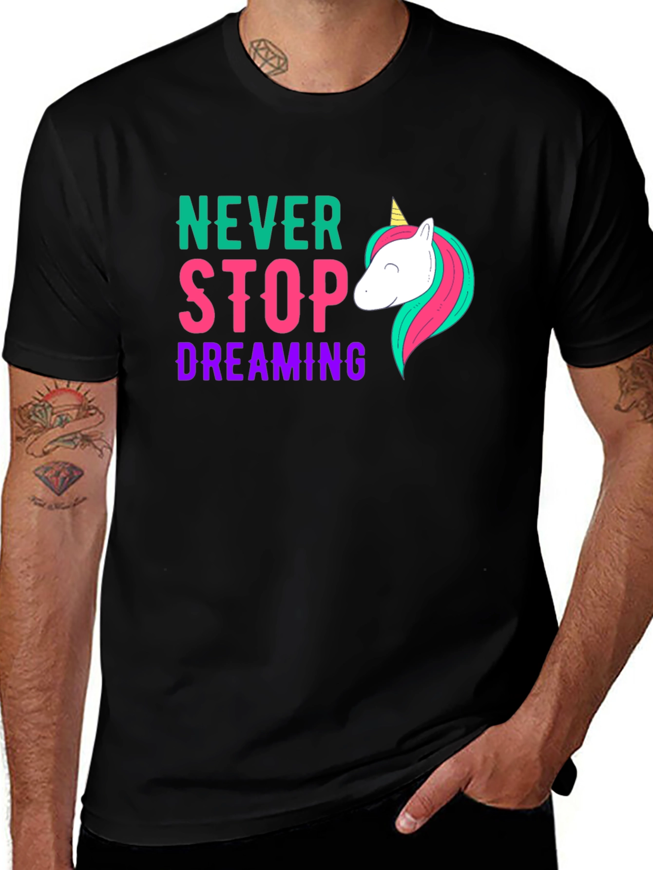 Variant 18 of Never Stop Dreaming Unicorn Graphic Tee
