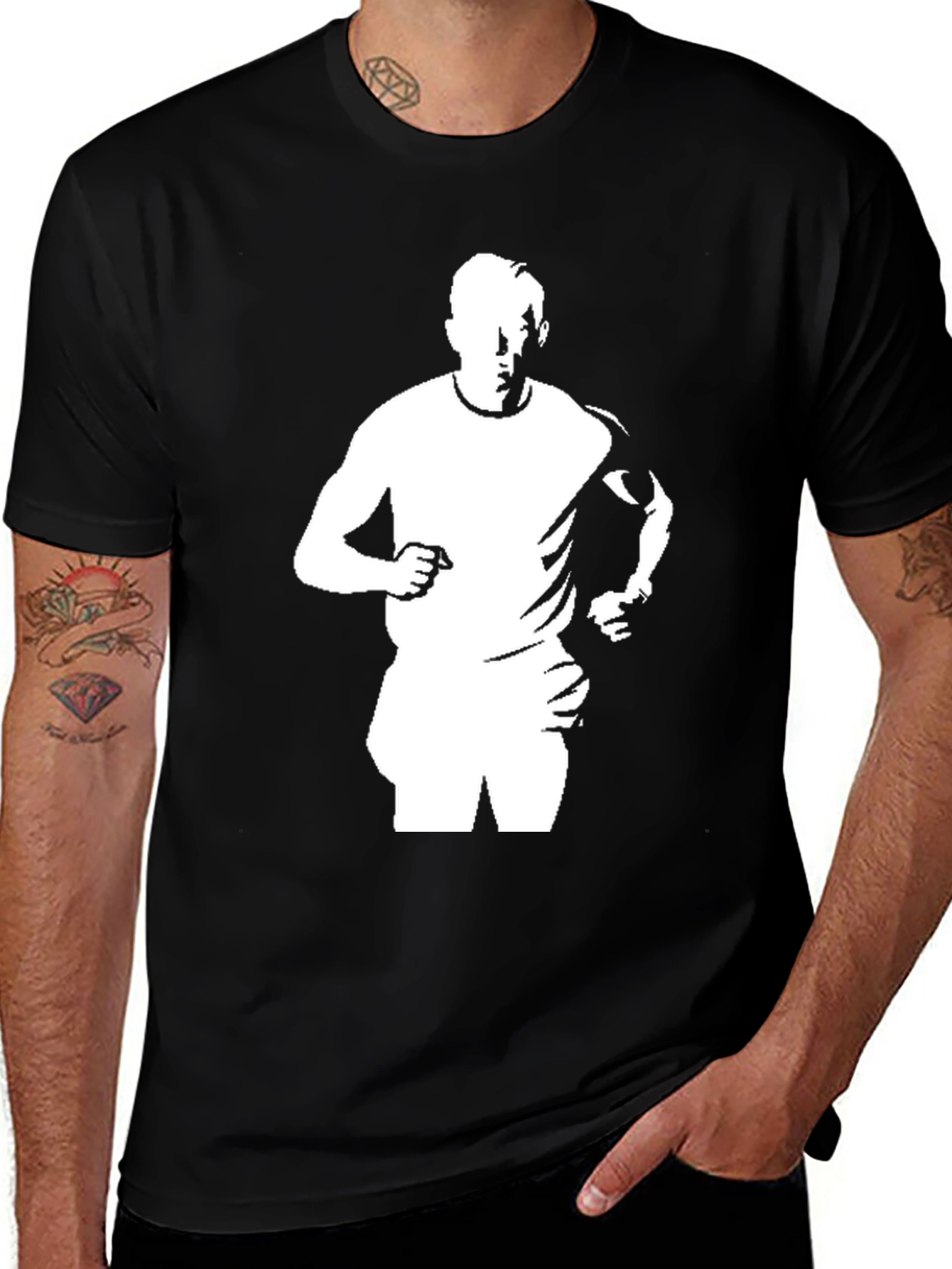 Variant 27 of Black T-Shirt with Running Man Graphic
