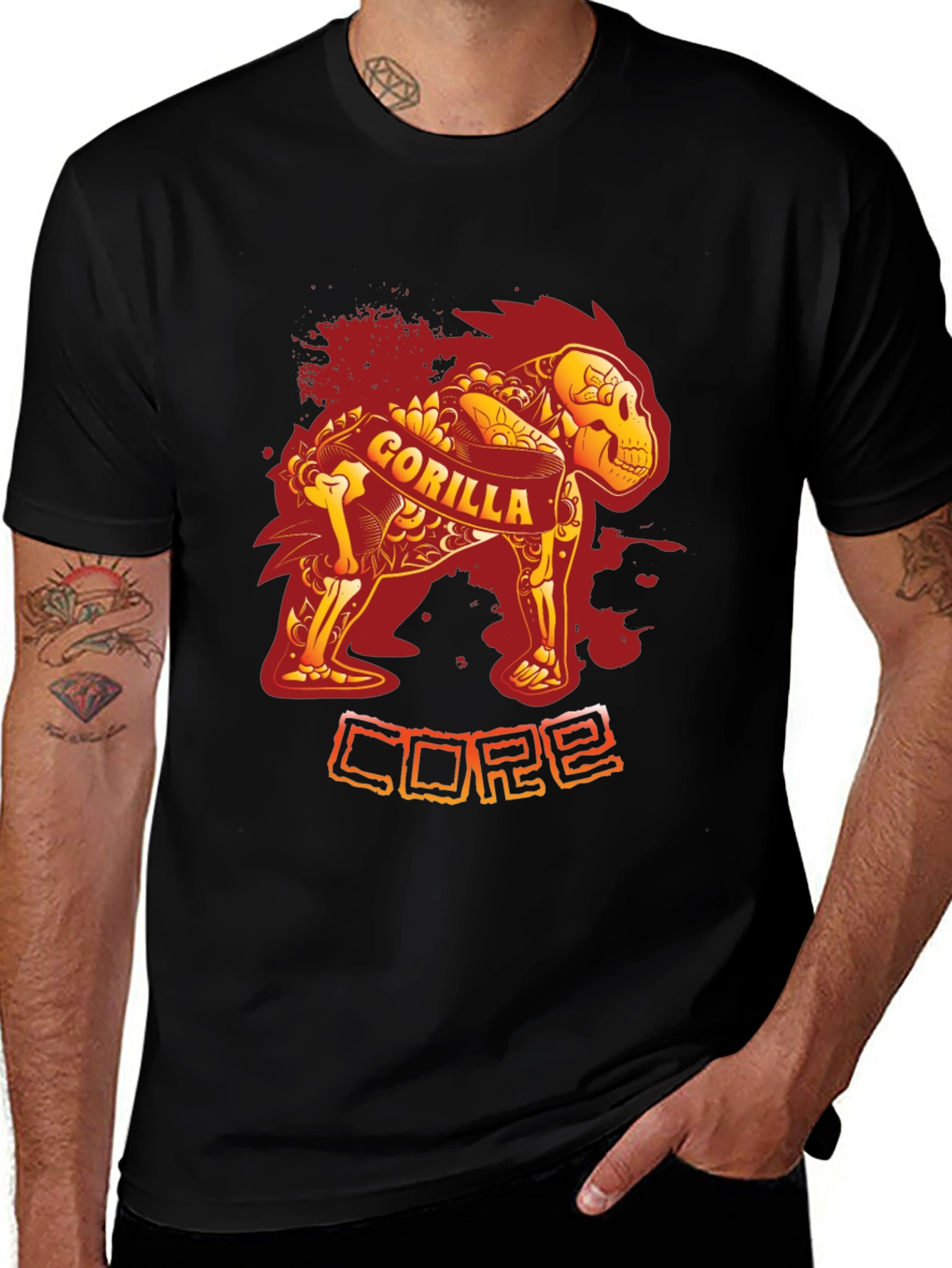 Gorilla Core Black T-Shirt - Unique Design