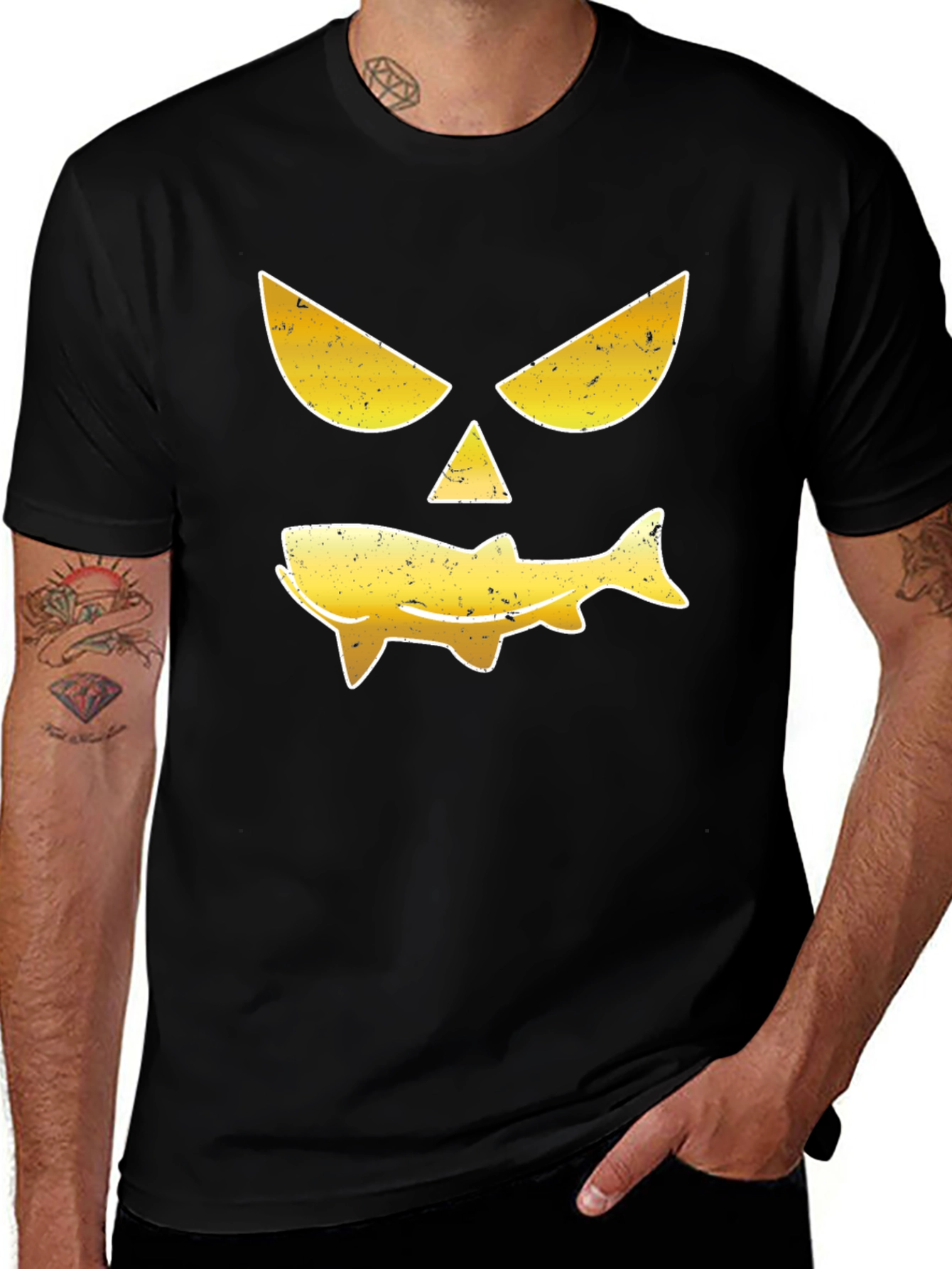 Variant 7 of Funny Fish Face Black T-Shirt