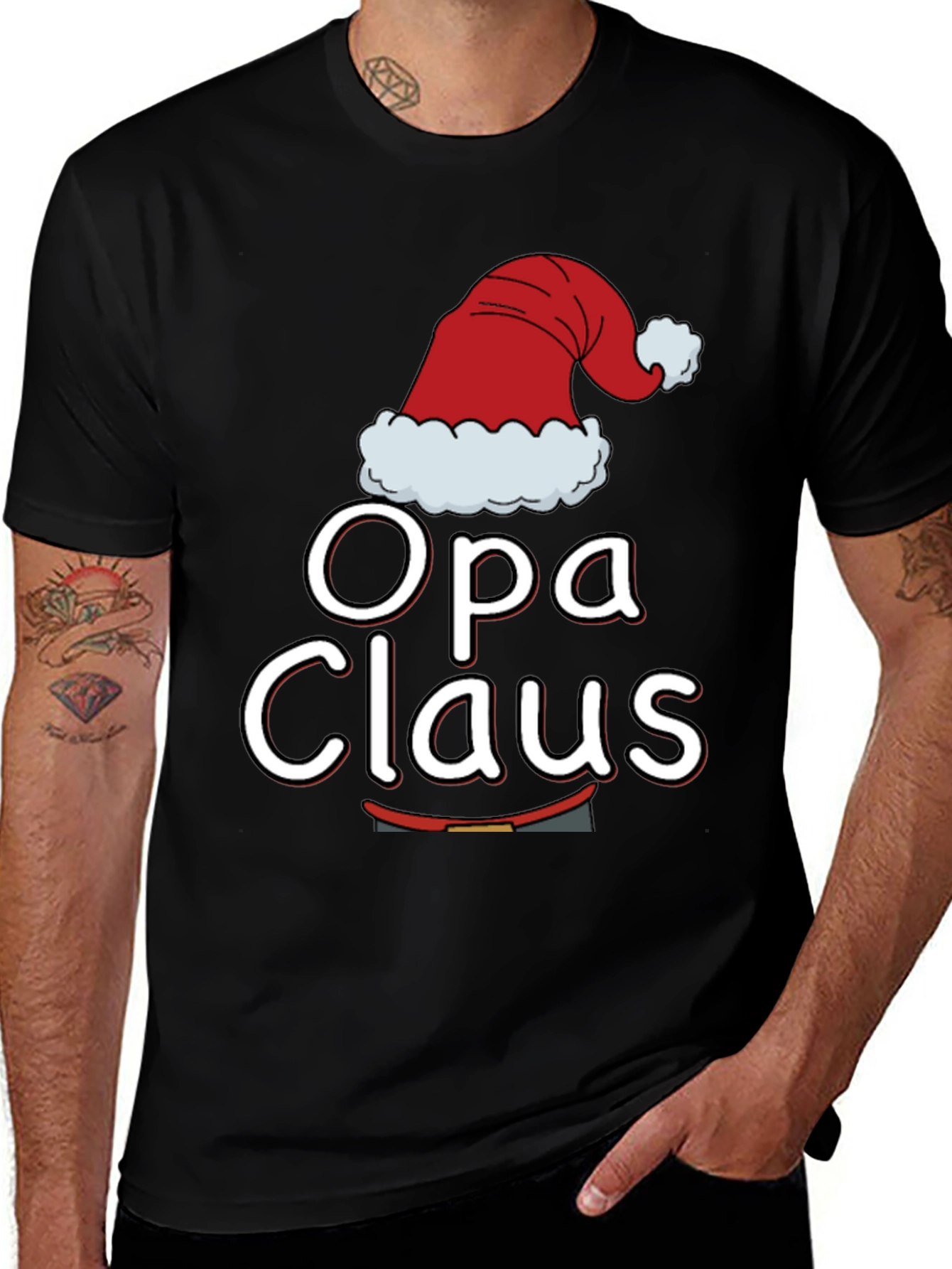 Opa Claus Christmas T-Shirt - Holiday Family Matching Tee