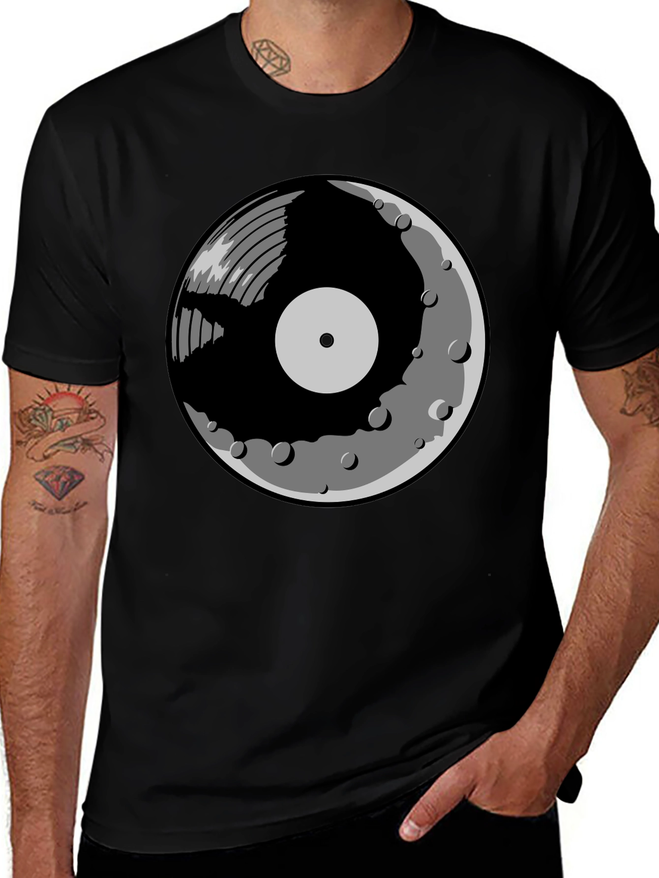 Variant 5 of Vinyl Moon Graphic Tee - Music Lover Shirt