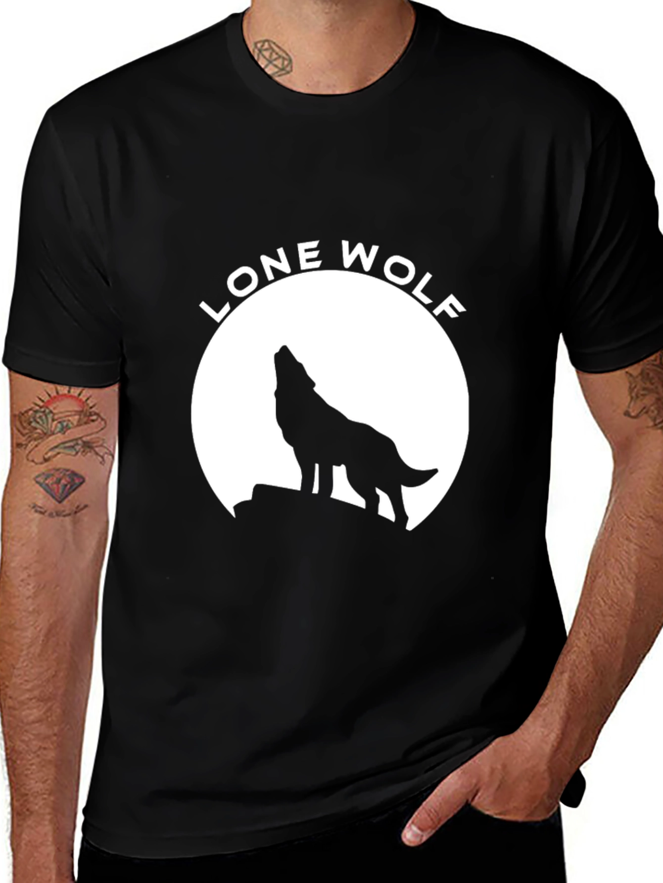 Variant 13 of Lone Wolf Graphic Tee - Black Cotton T-Shirt