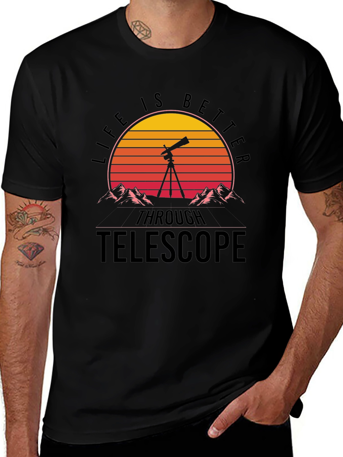 Life Is Better Through Telescope Graphic T-Shirt