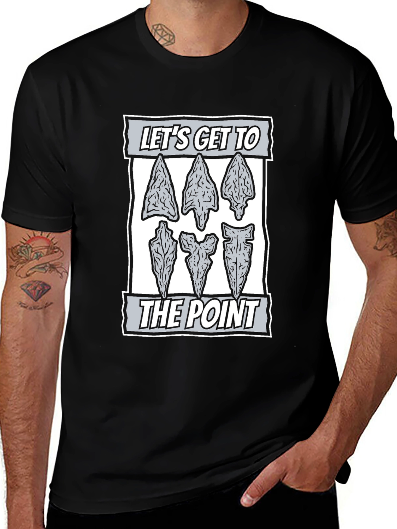 Variant 19 of Let's Get To The Point Black Tee