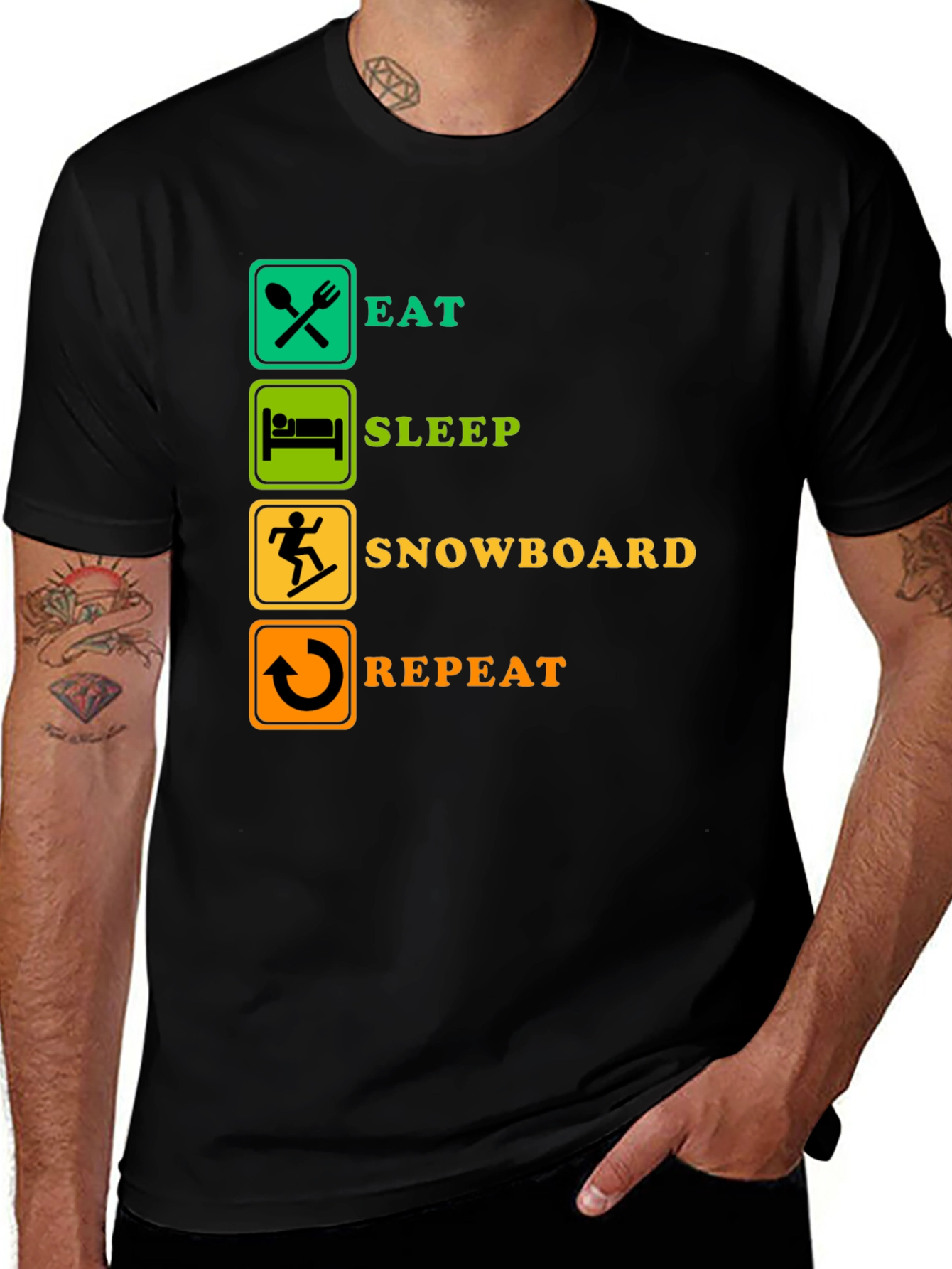 Variant 18 of Eat Sleep Snowboard Repeat T-Shirt