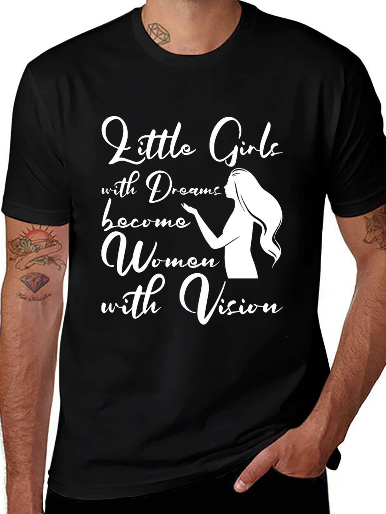 Little Girls Dreams Women Vision T-Shirt - Black