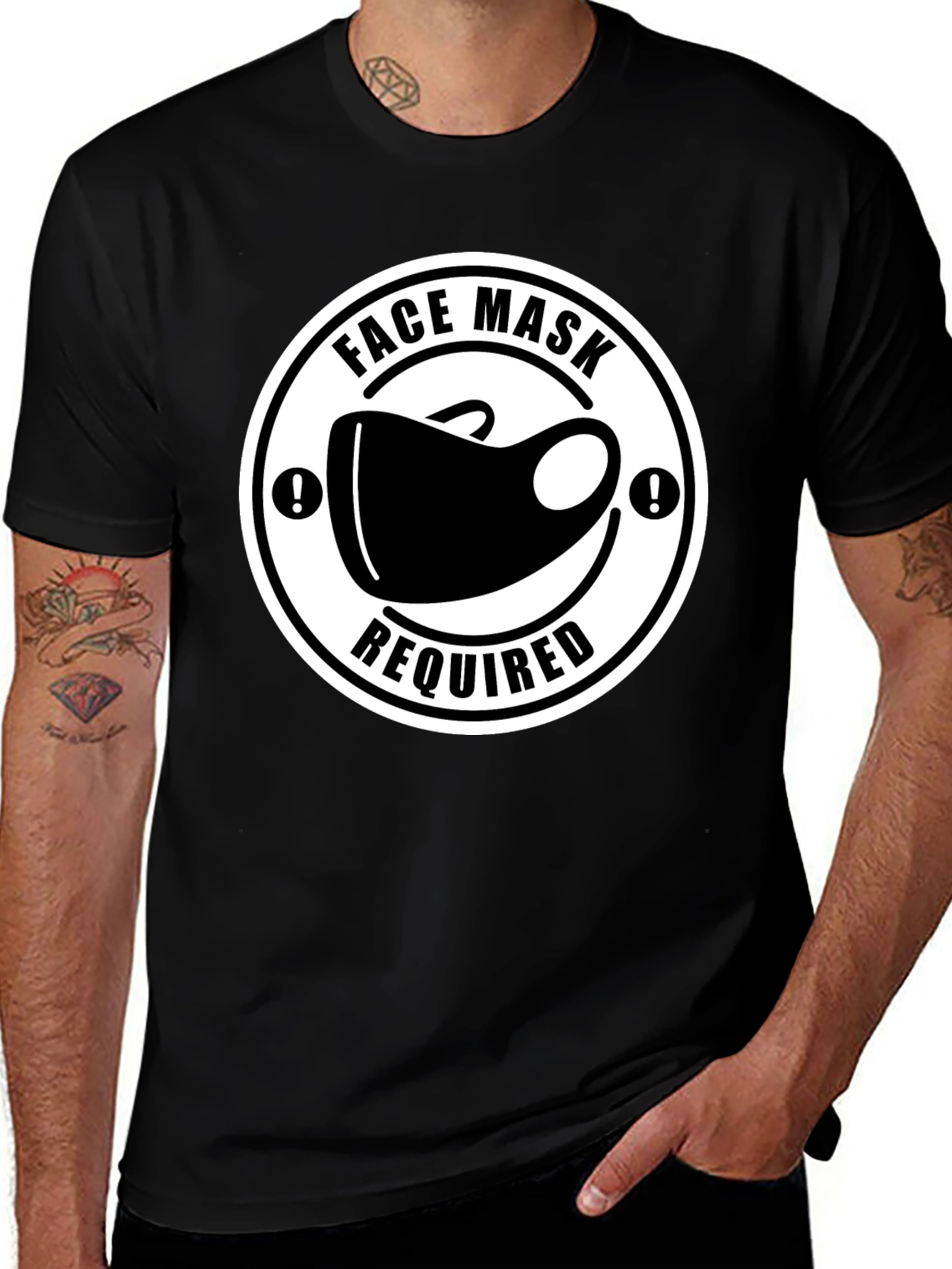 Variant 6 of Face Mask Required T-Shirt - Black Novelty Tee