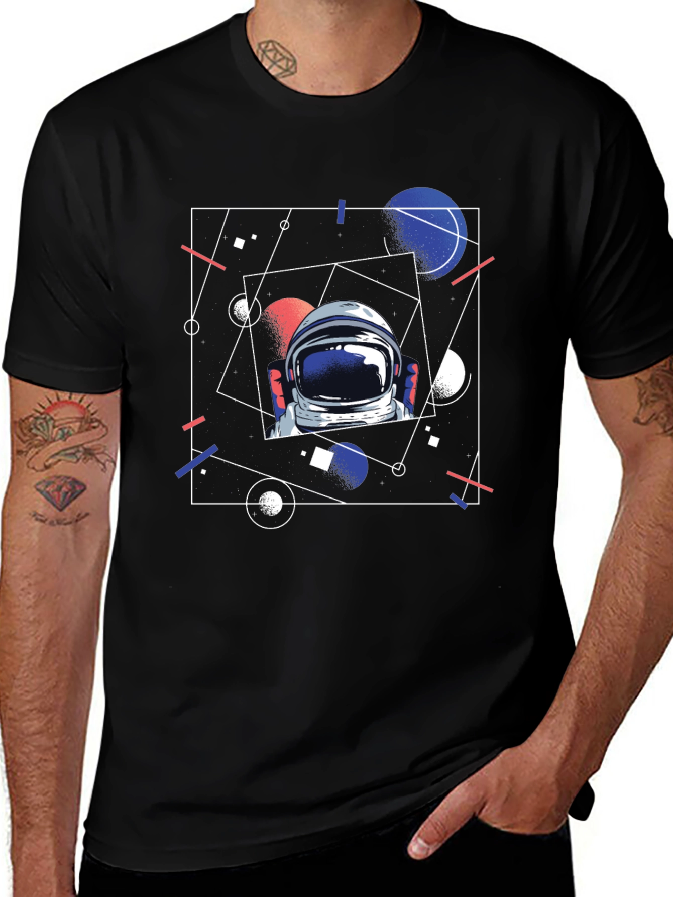 Variant 12 of Astronaut Graphic Print Black T-Shirt