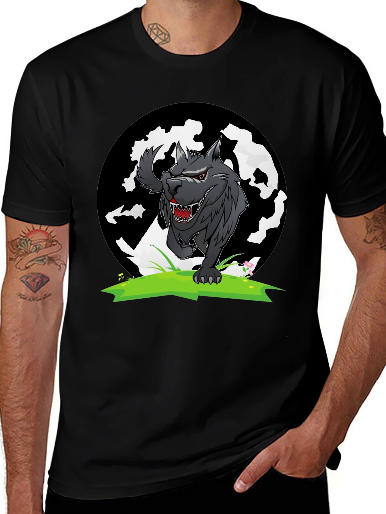 Variant 13 of Wolf Graphic Tee - Black Cotton T-Shirt