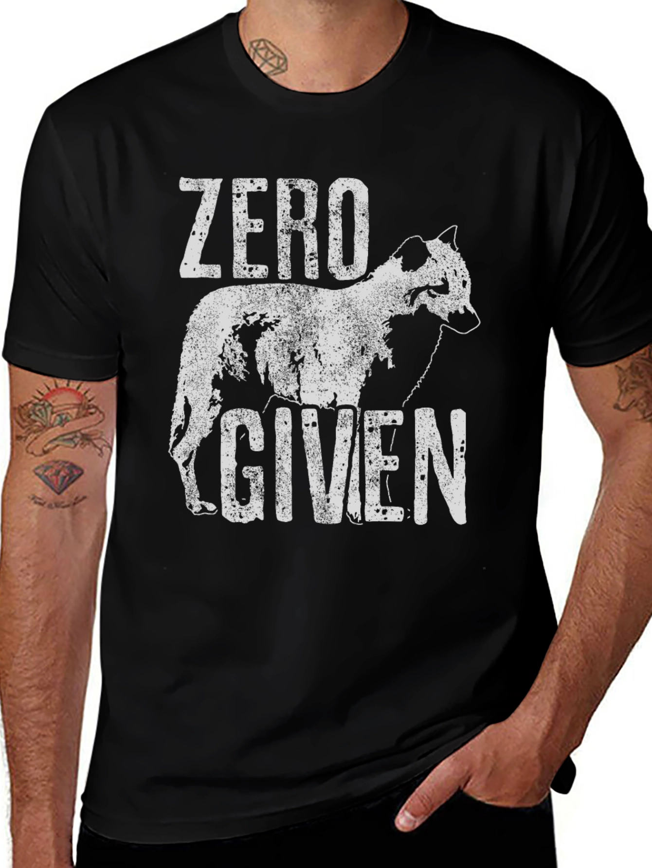 Variant 19 of Zero Given Hyena Graphic Tee - Black Cotton Shirt
