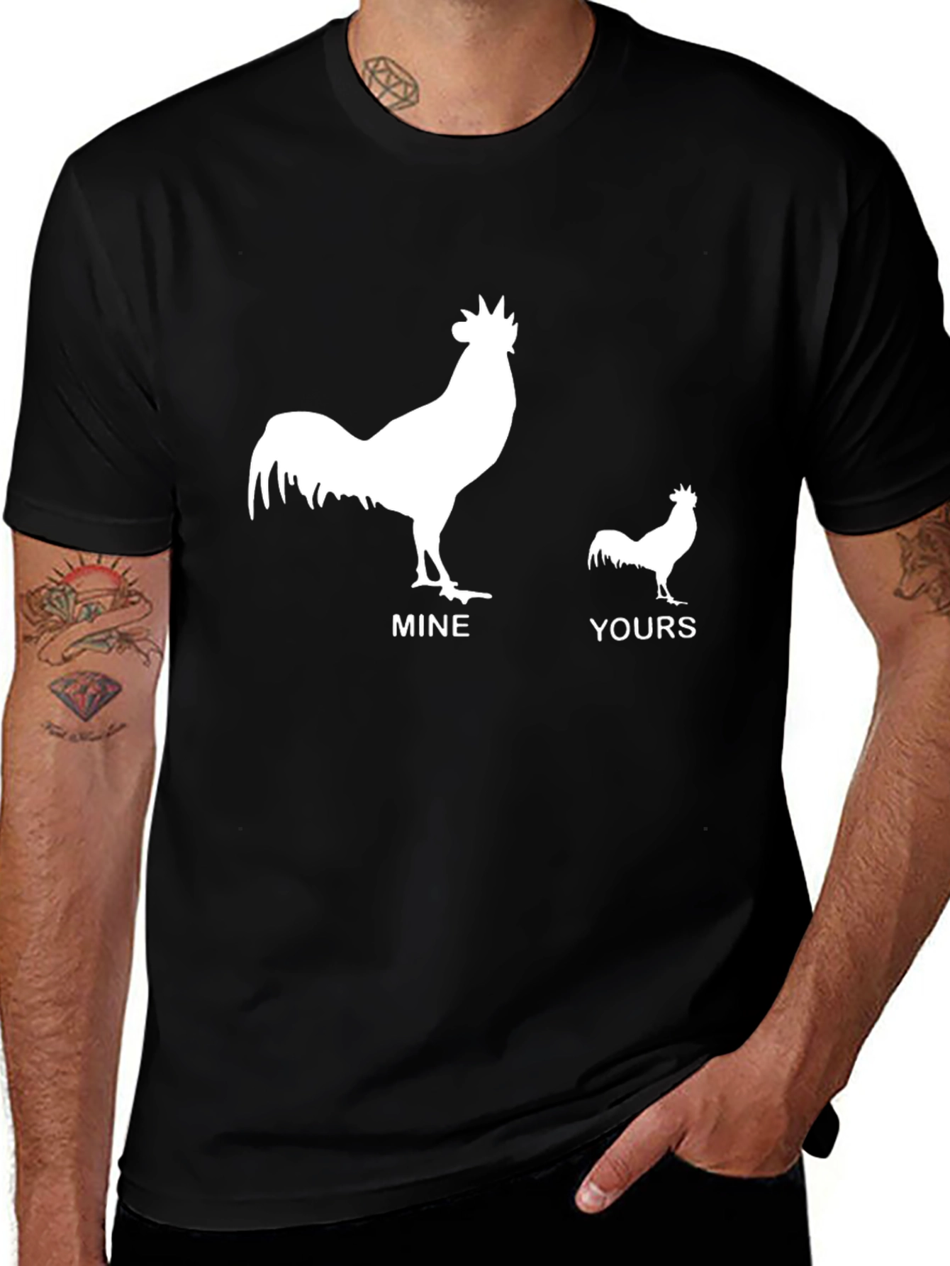 Variant 12 of Funny "Mine and Yours" Chicken Graphic T-Shirt