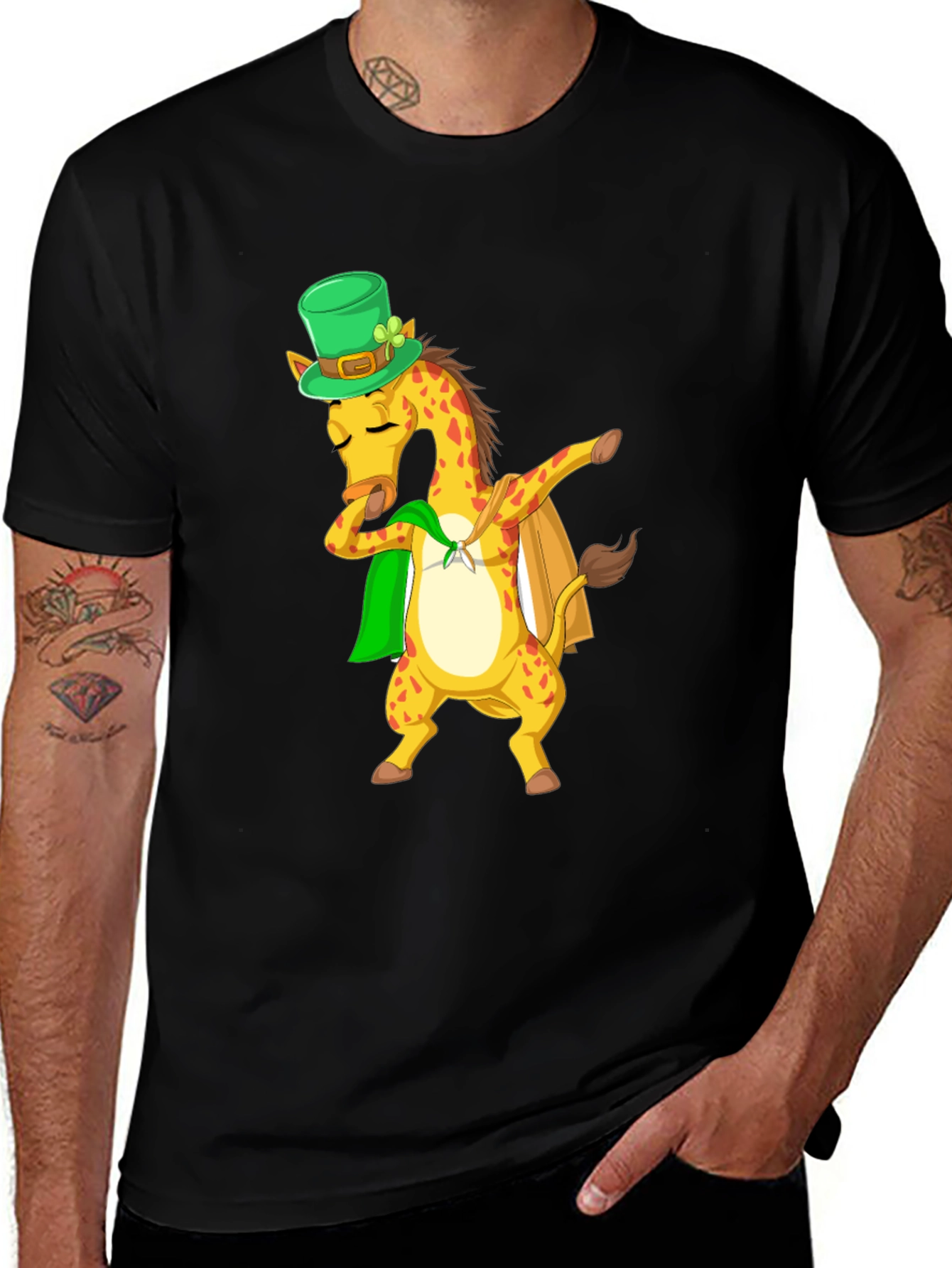 St. Patrick's Day Giraffe Dabbing Graphic Tee