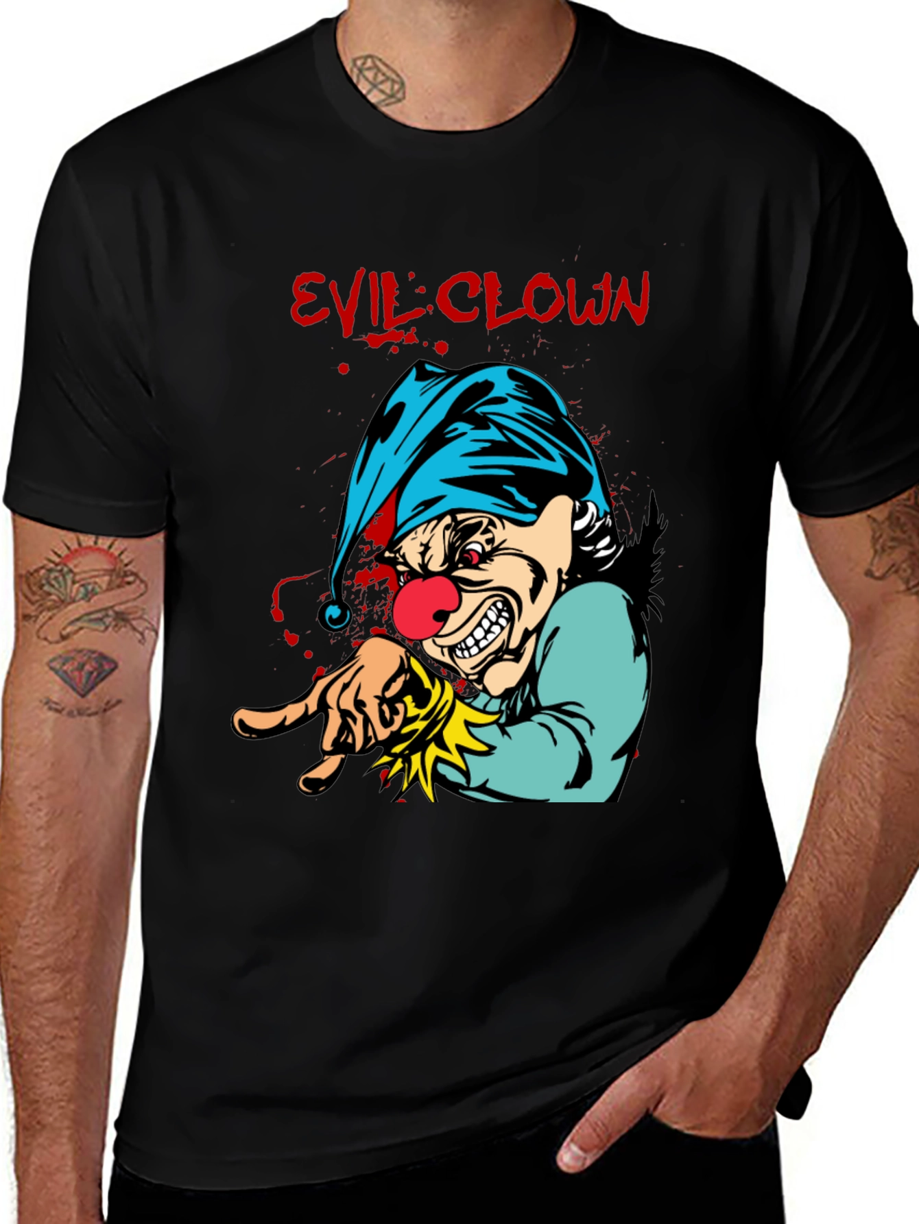 Variant 18 of Evil Clown Graphic Tee - Men's Black T-Shirt