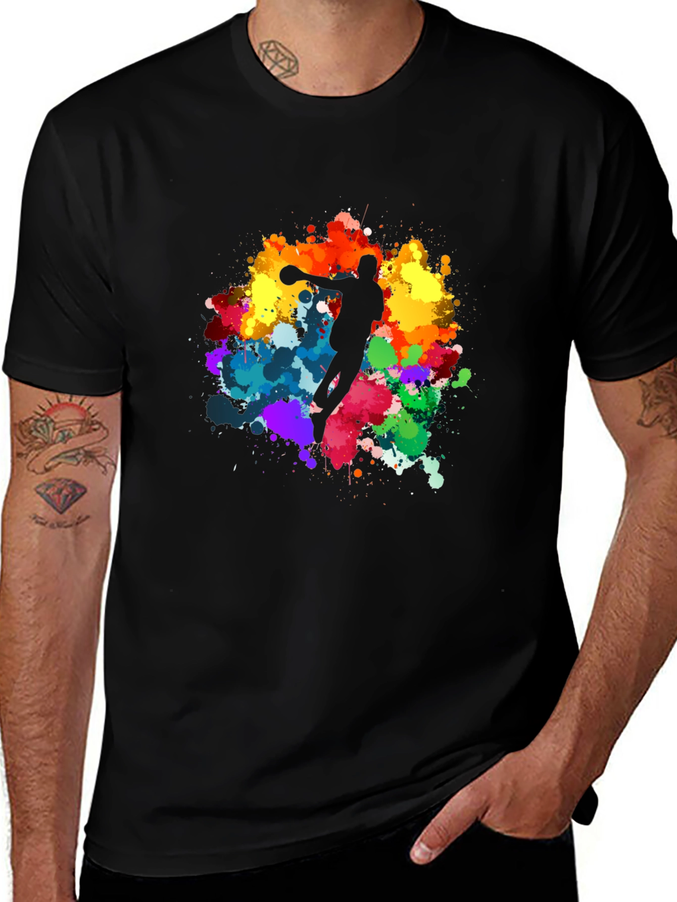 Variant 27 of Abstract Basketball Player Graphic Tee - Black