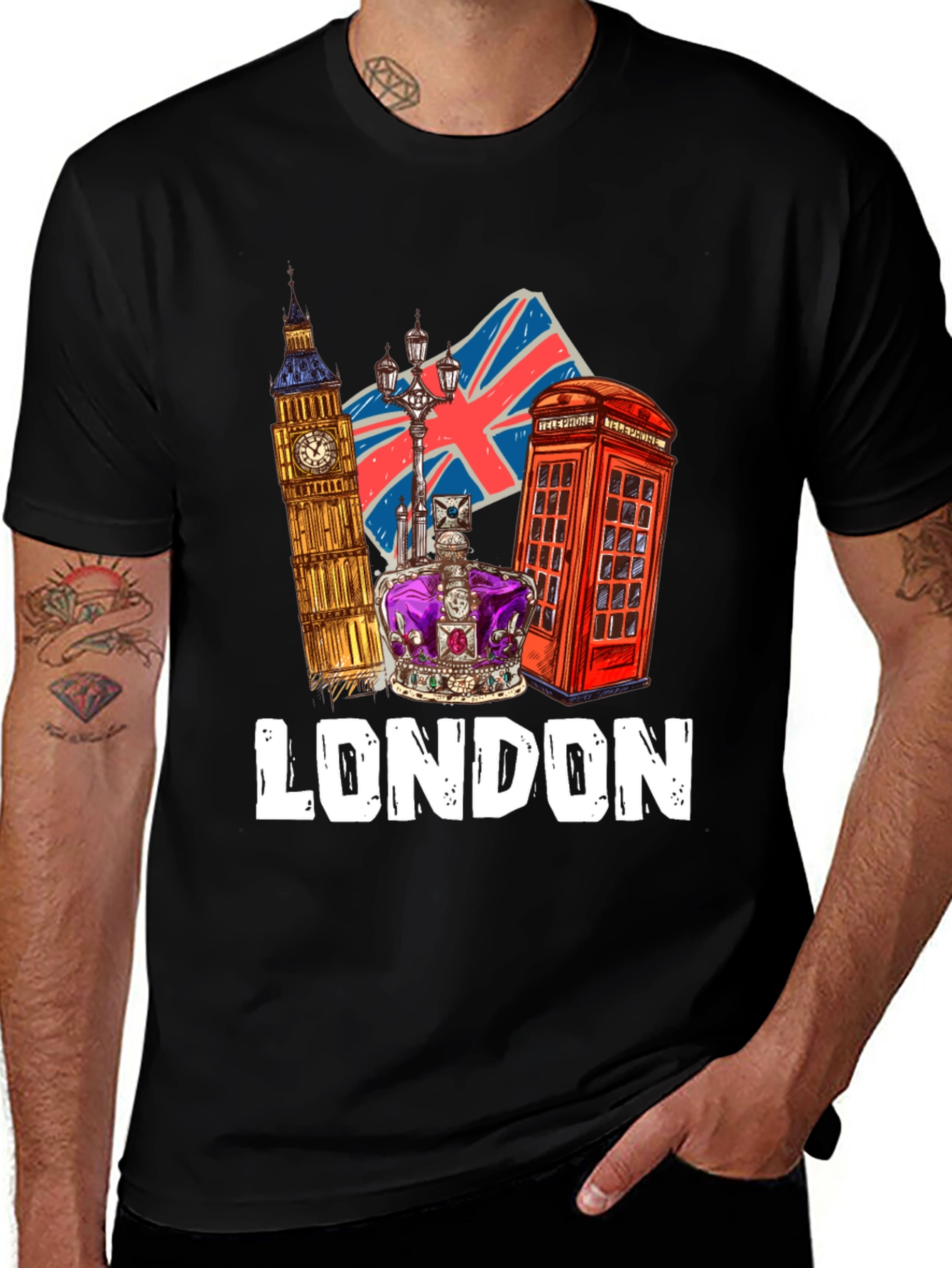 London Landmarks Graphic Tee - UK Travel Souvenir