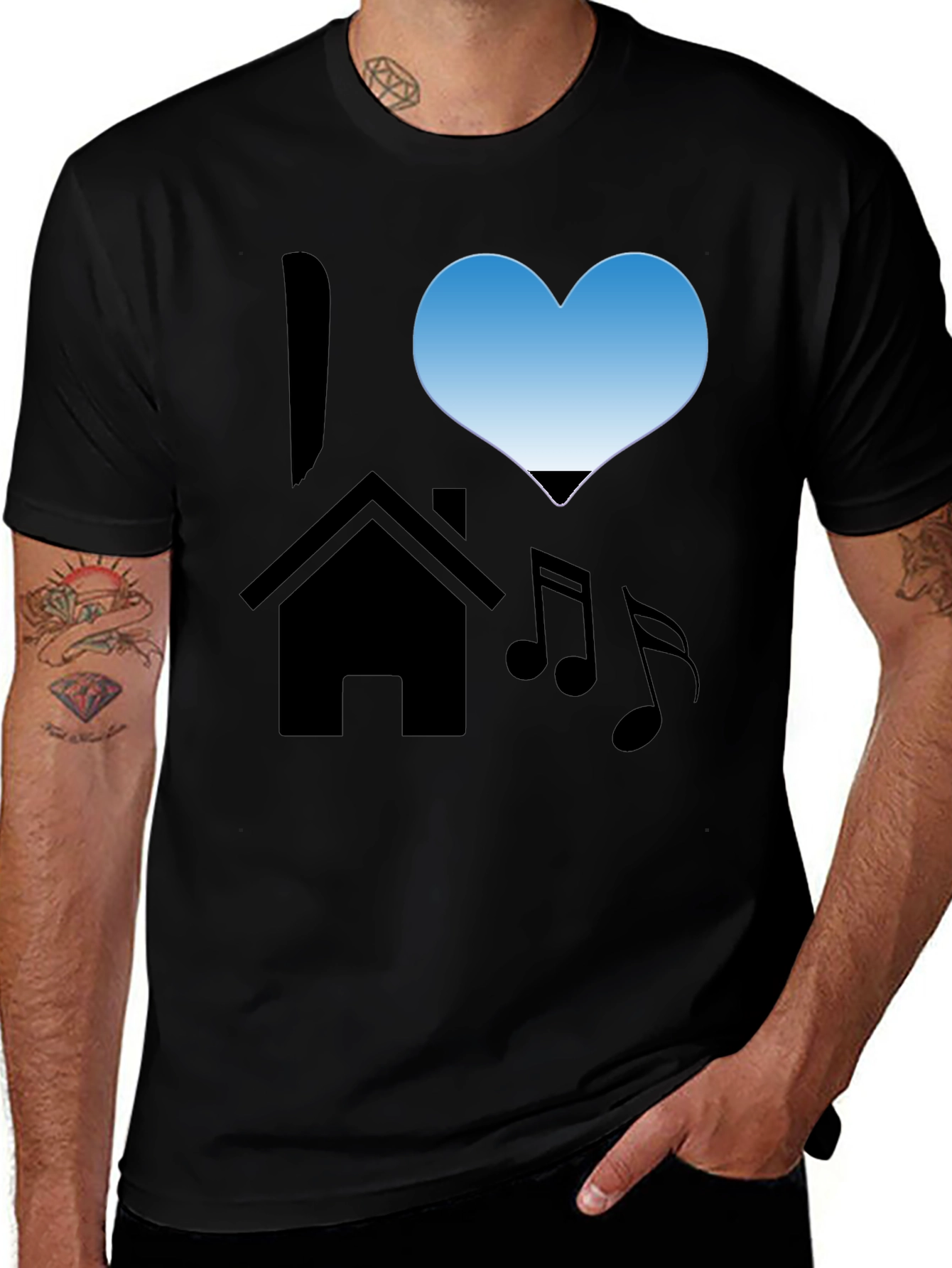 Variant 27 of I Love House Music Black T-Shirt