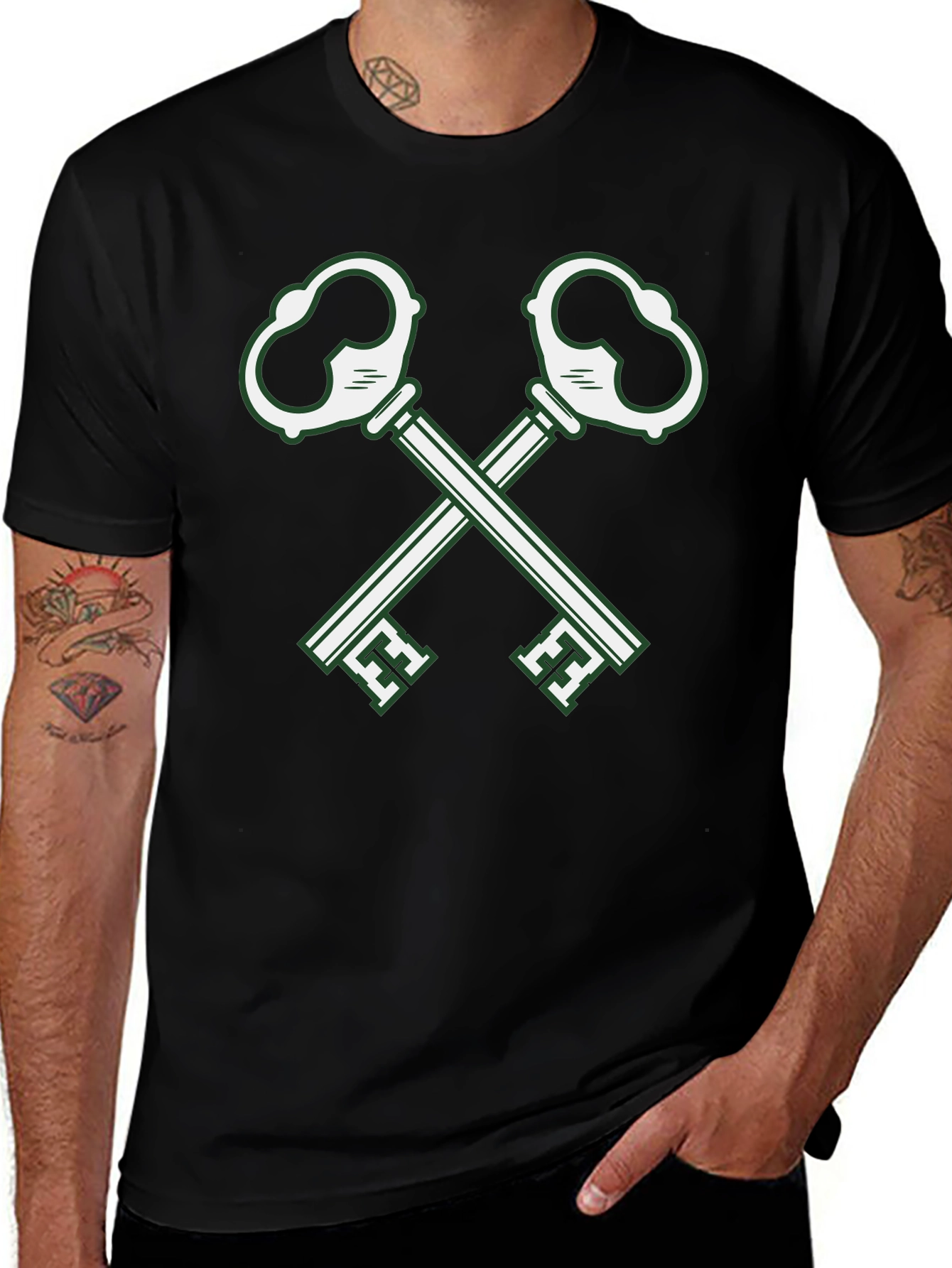 Variant 23 of Crossed Keys Graphic T-Shirt - Black