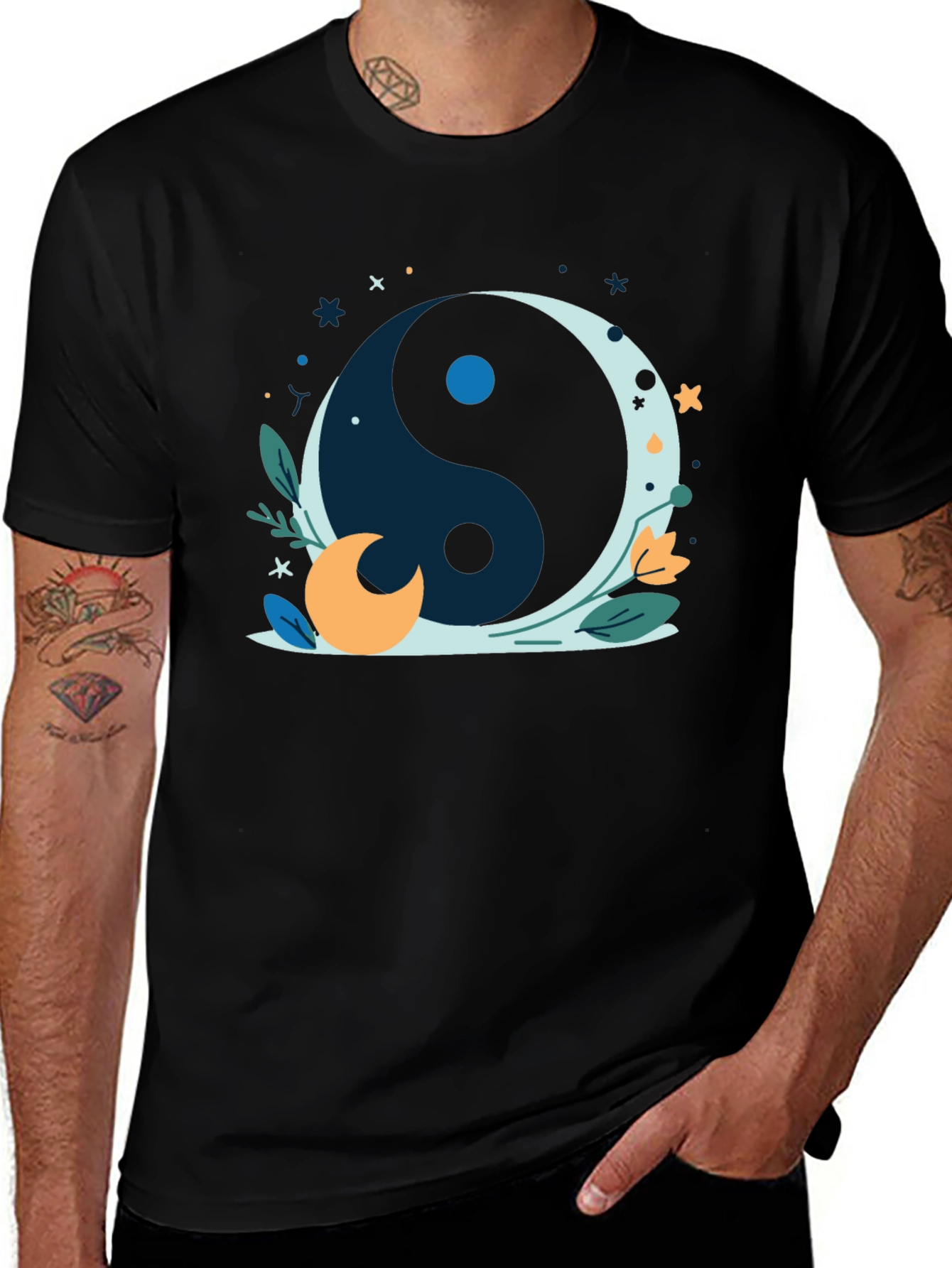 Variant 19 of Yin Yang Moon Black T-Shirt