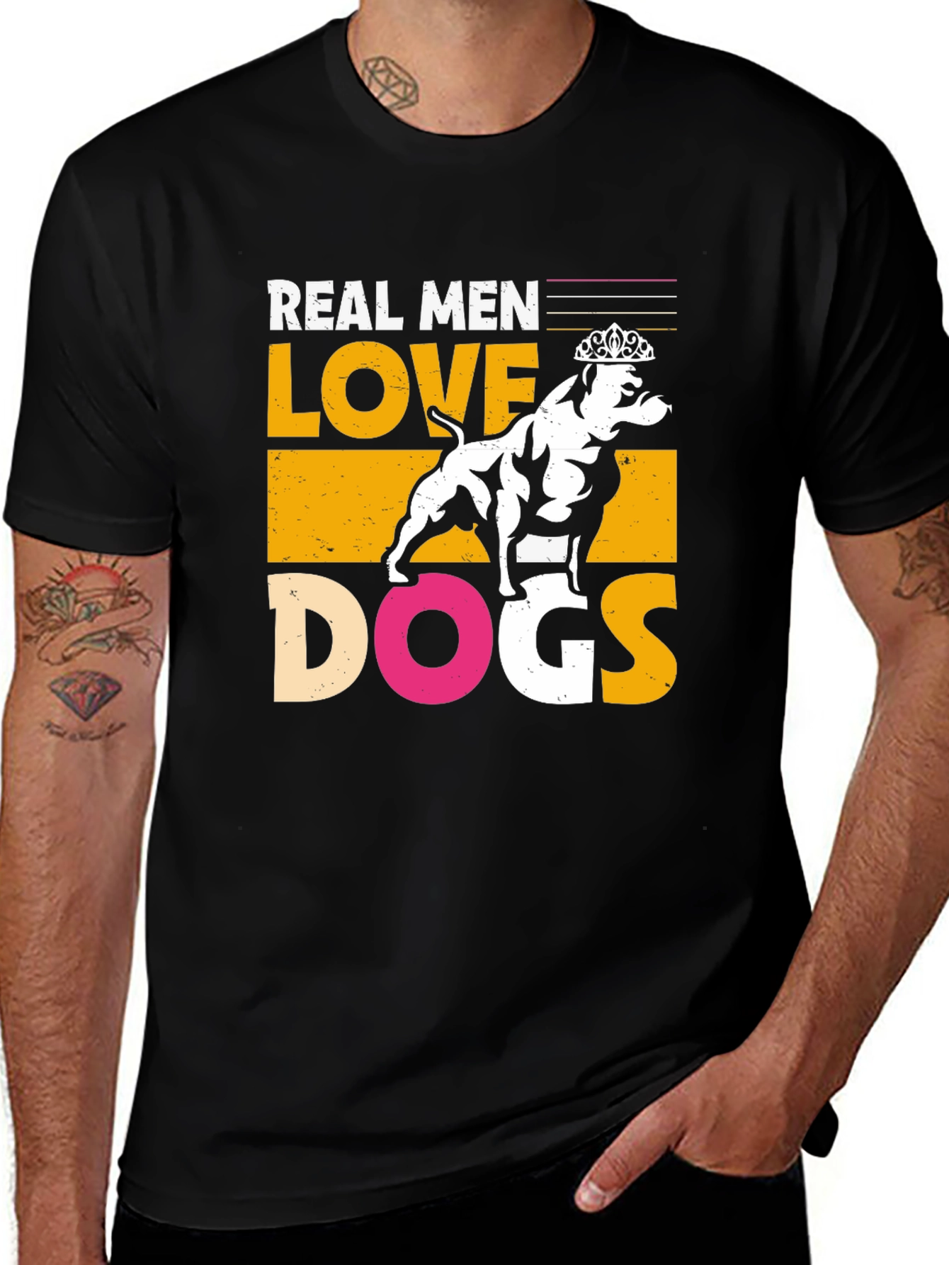 Variant 2 of Real Men Love Dogs Graphic T-Shirt - Black