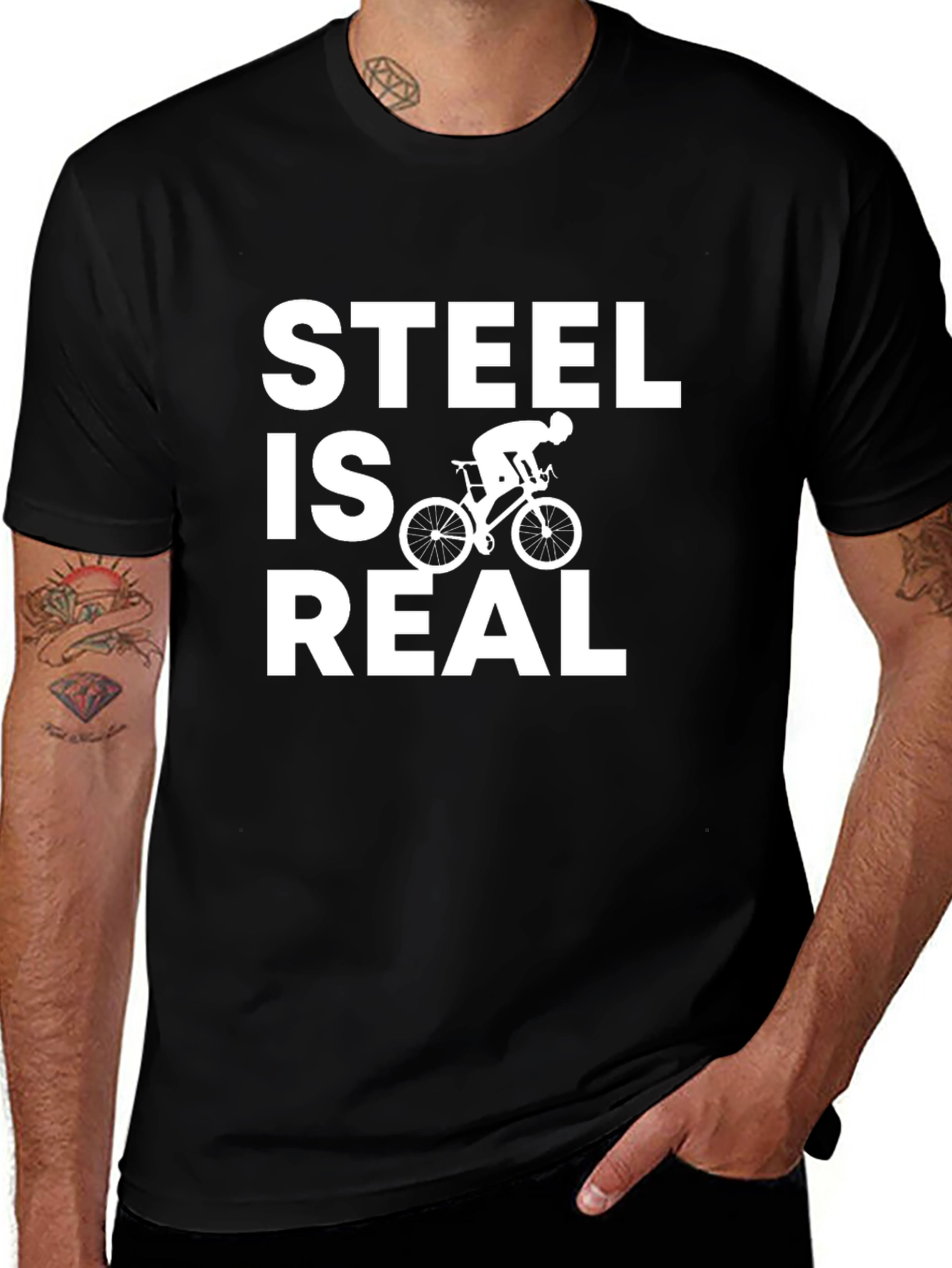 Variant 29 of Steel is Real Cycling T-Shirt - Black