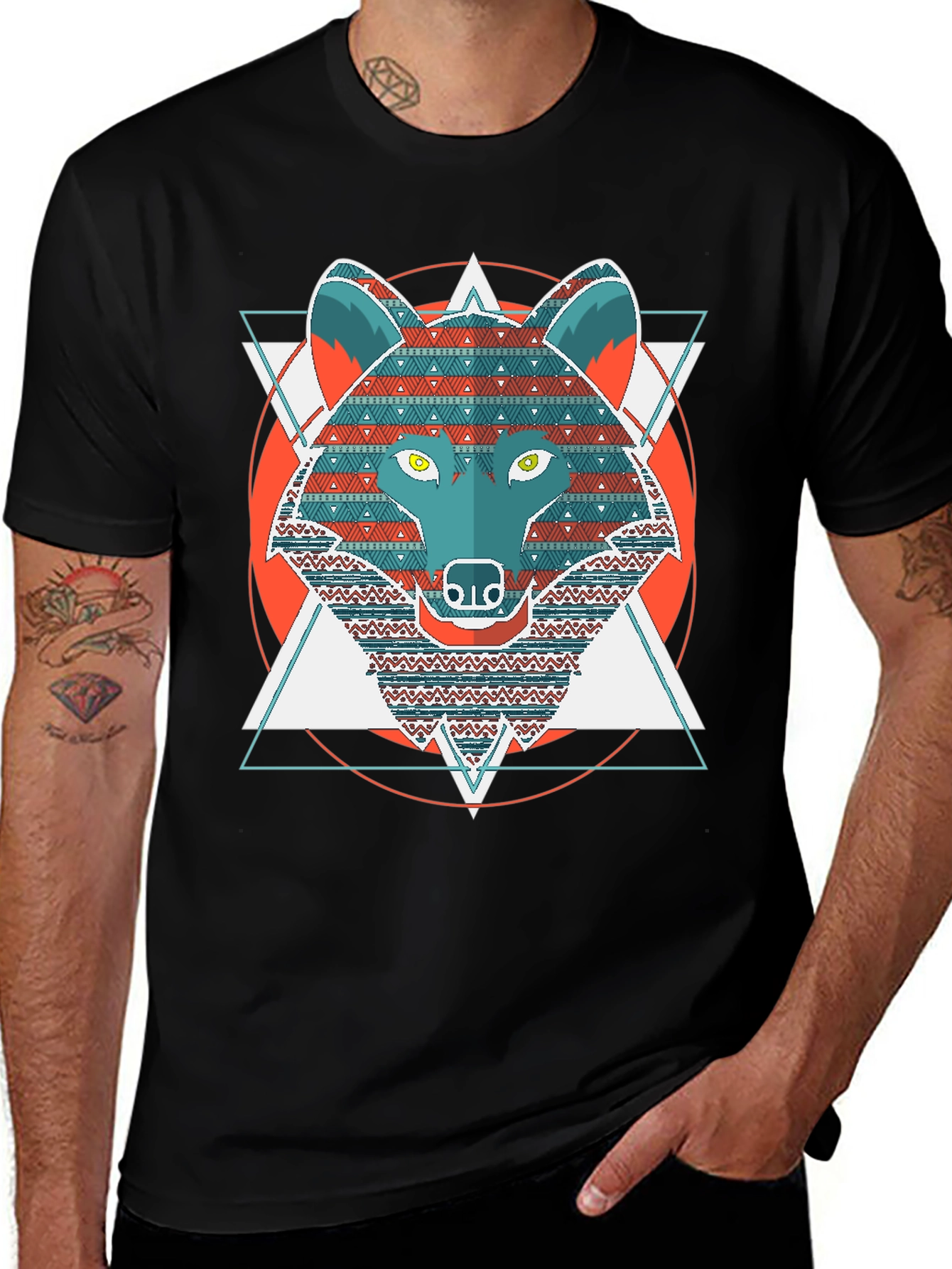 Variant 14 of Geometric Wolf Graphic Tee - Modern Animal Design