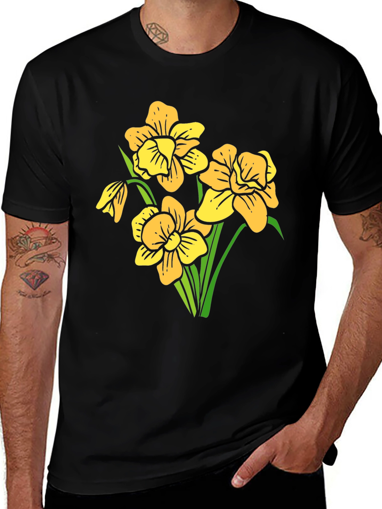 Variant 20 of Floral Print Black T-Shirt