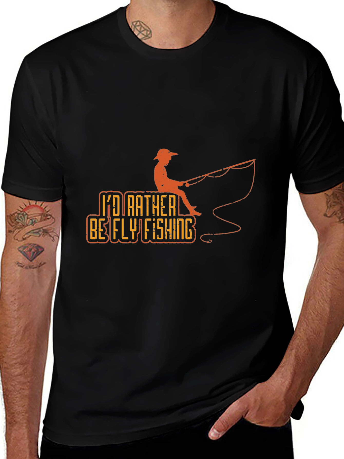 Variant 18 of I'd Rather Be Fly Fishing Graphic Tee - Black