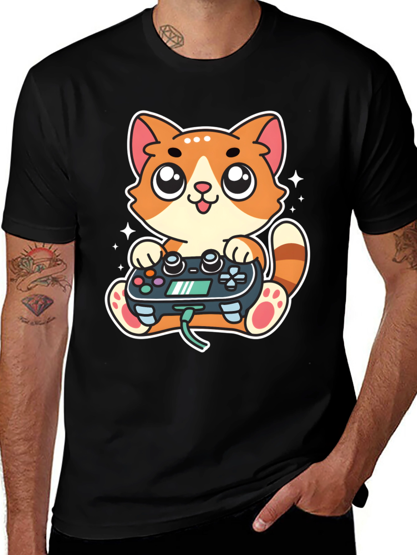 Variant 15 of Gamer Cat T-Shirt - Playful Cartoon Design
