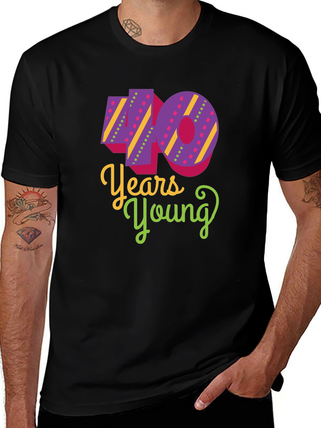 Variant 21 of 40 Years Young Black T-Shirt
