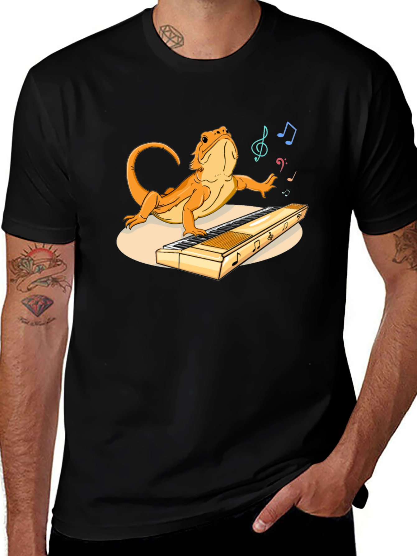 Bearded Dragon Playing Piano T-Shirt