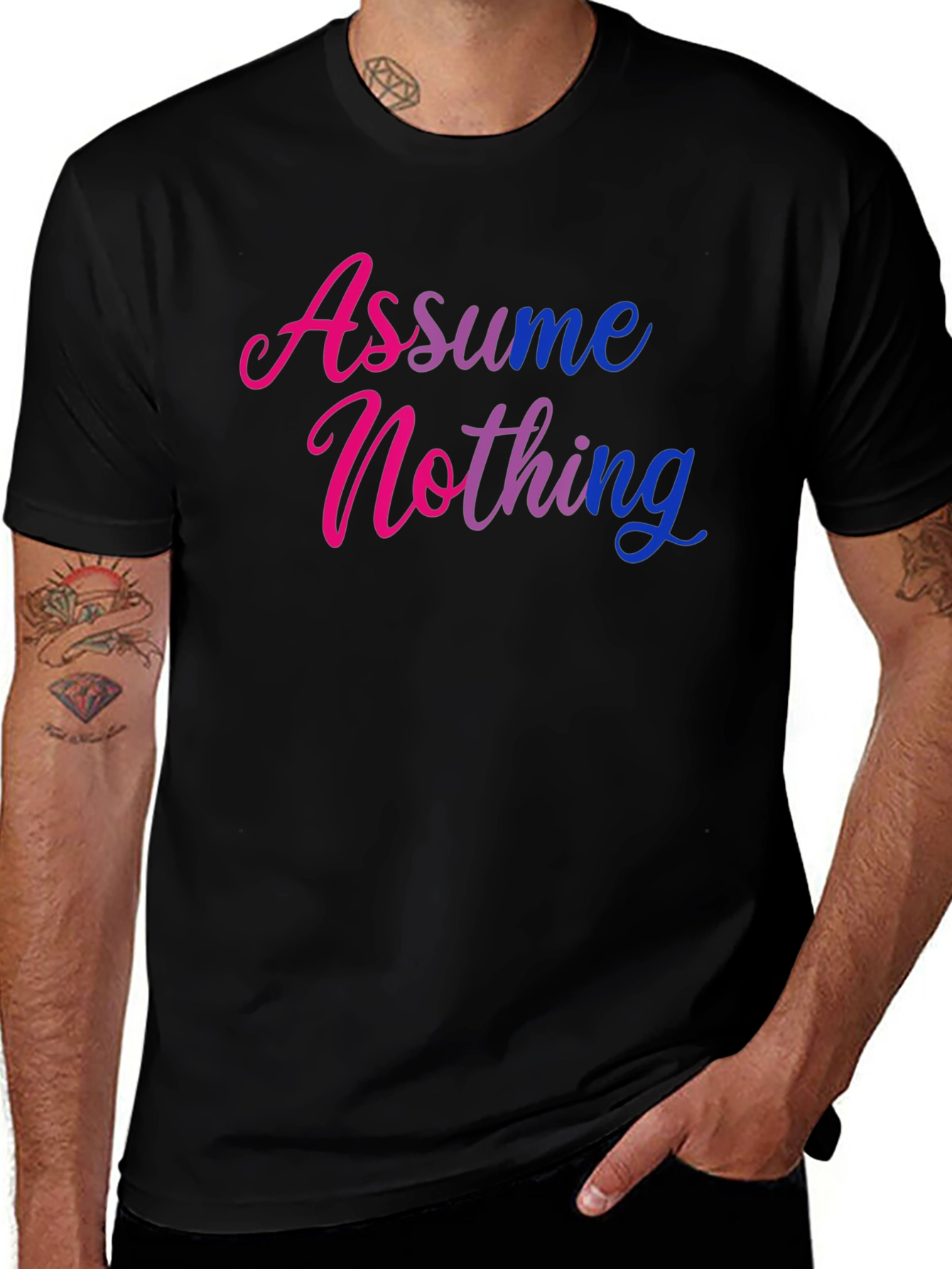 Variant 21 of Assume Nothing Graphic Tee - Black