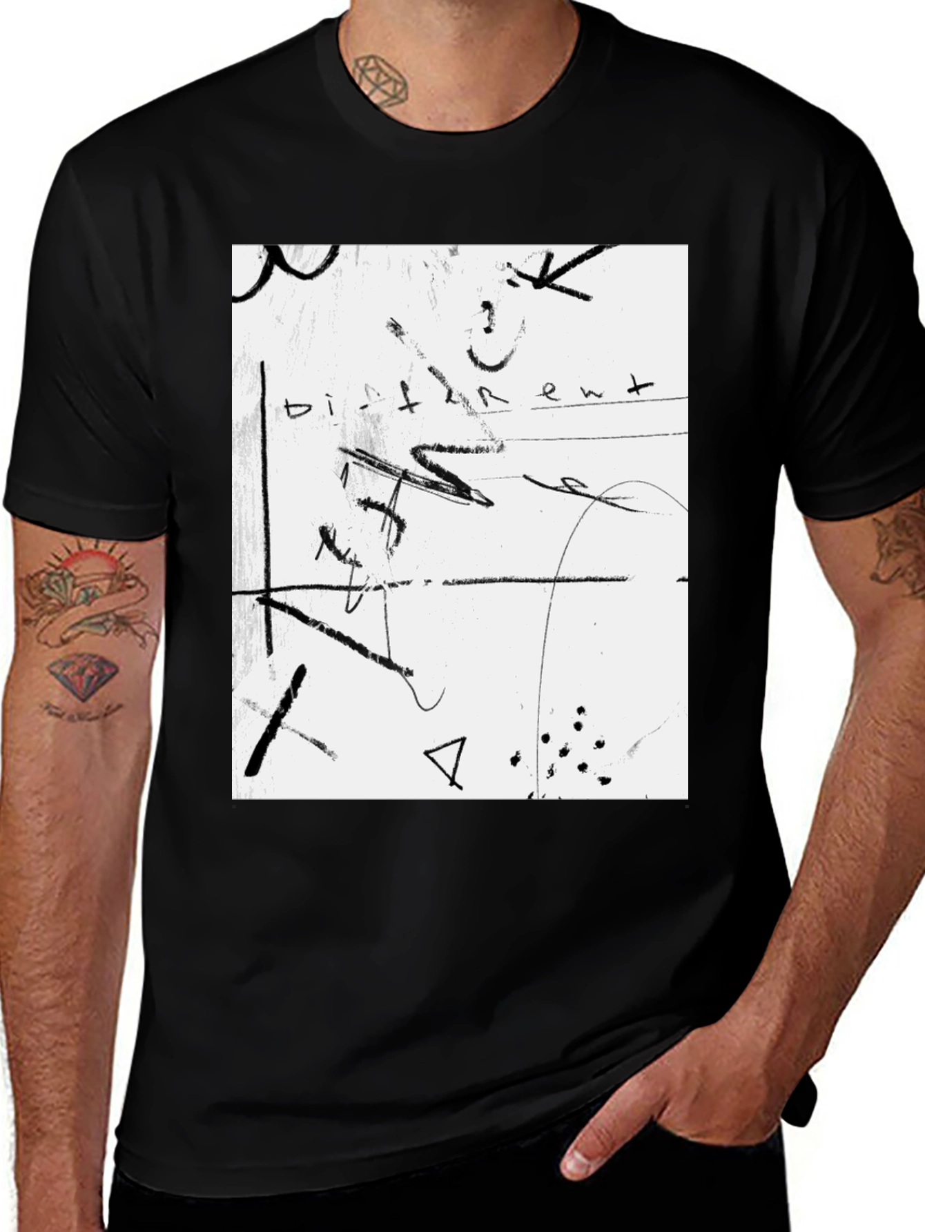 Variant 30 of Abstract Art Graphic Tee - Black Unisex Shirt
