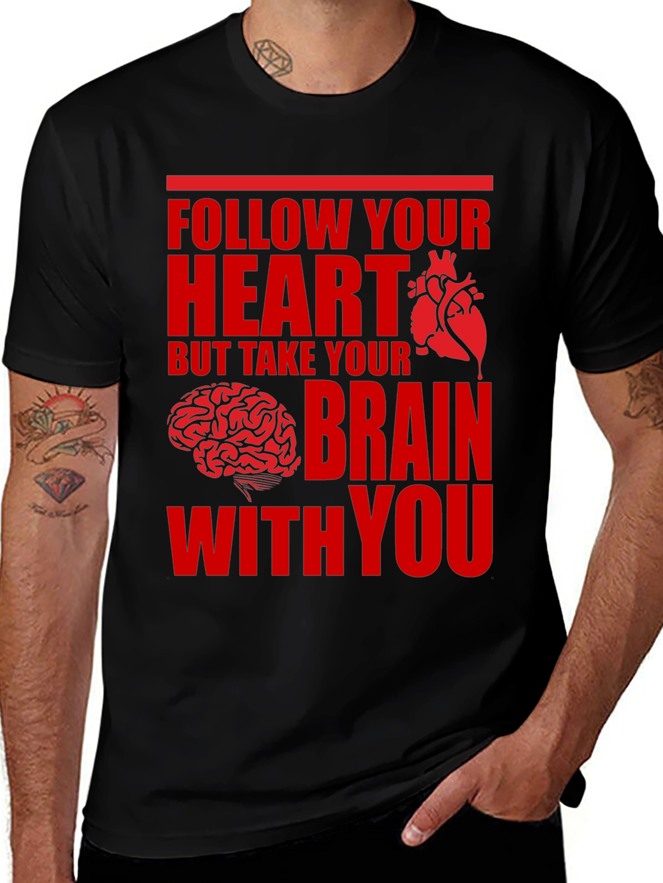 Variant 27 of Follow Your Heart Brain Graphic Tee