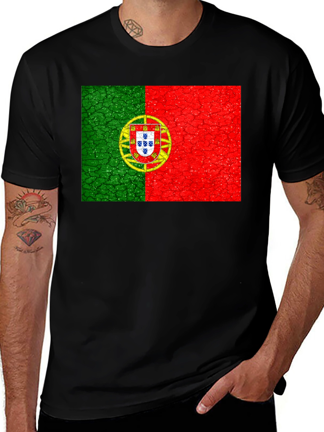 Portugal Flag Graphic T-Shirt - Black Tee
