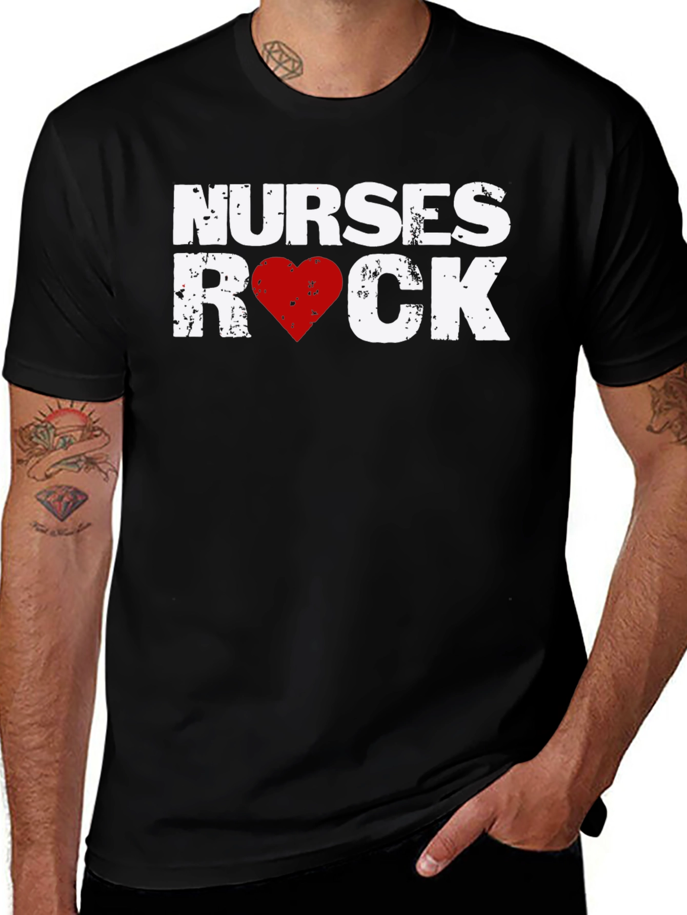 Variant 23 of Nurses Rock T-Shirt - Heart Graphic Tee