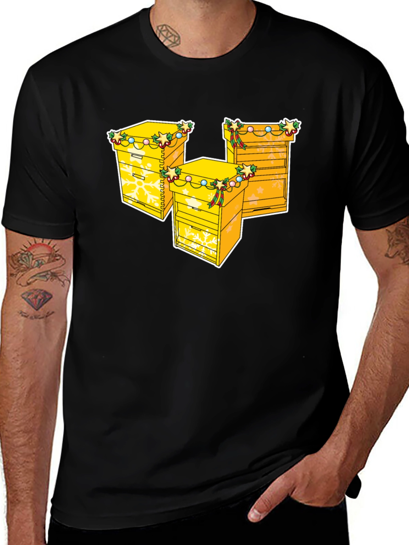 Festive Beehive T-Shirt - Holiday Honey Harvest